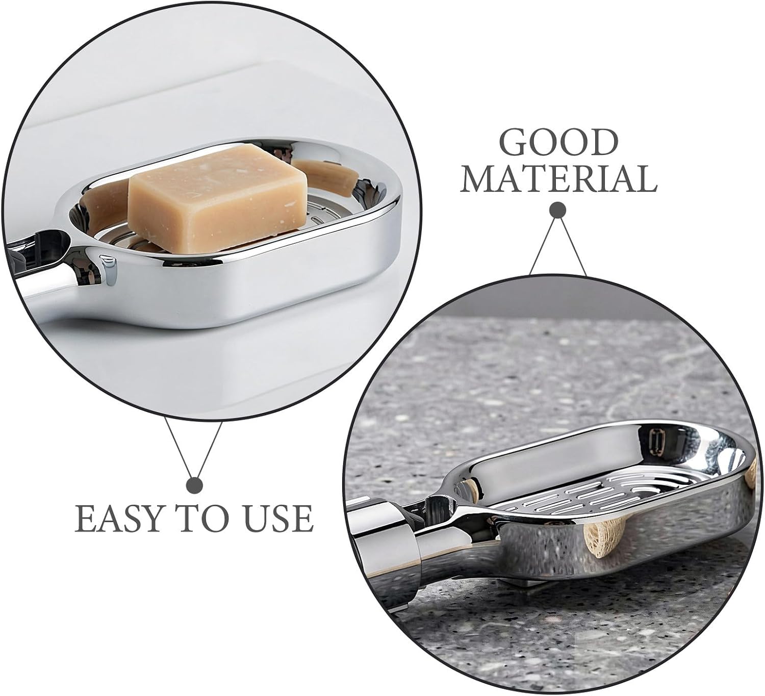 Bathroom Soap Dish for Shower Rod, ABS Hanging Holder, Silver image 3