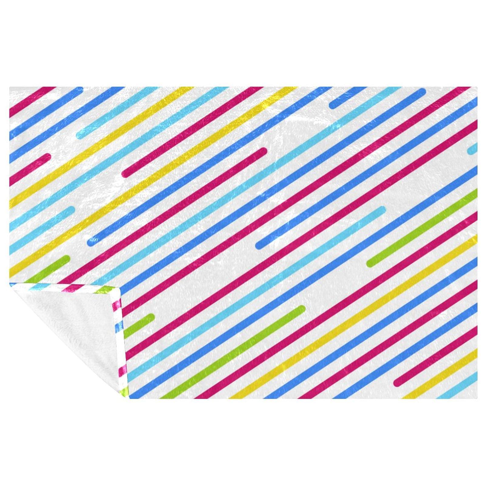Couverture chaude pour lit et camping : plaid à rayures colorées 150x100cm