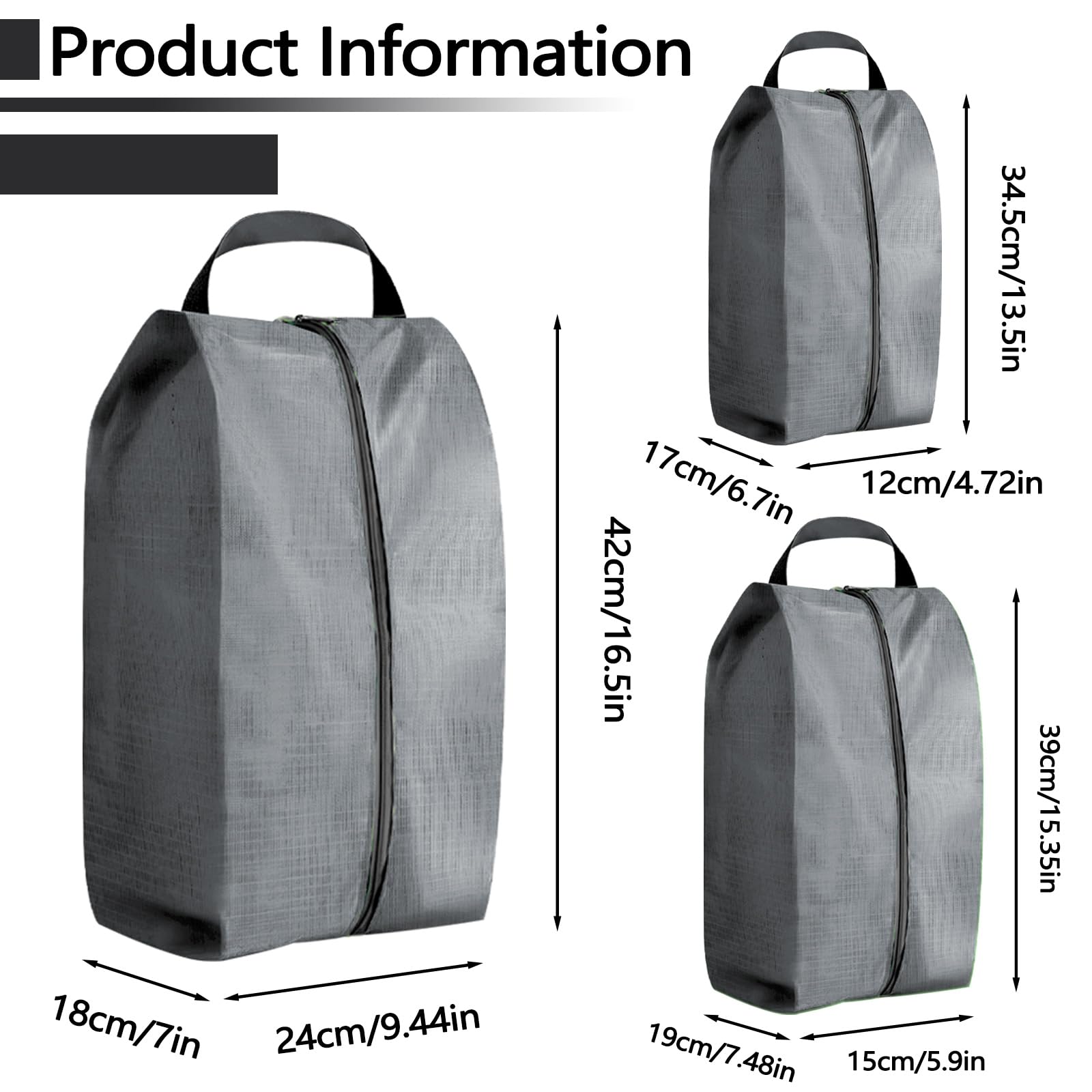 ASTIMESA 9 Stück wasserdichte Schuhbeutel, 3 verschiedene Größen, Reise-Schuhbeutel mit Griff, tragbare Schuhverpackungswürfel für Damen und Herren, Organizer, Fitnessstudio, Reisekoffer (schwarz