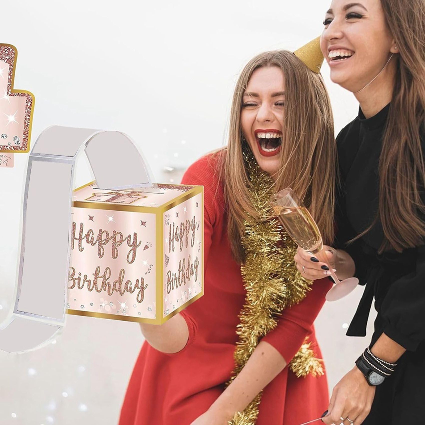 Salvadanaio A Sorpresa Happy Birthday Con Scatola Regalo, Adesivi Fai Da Te E 50 Sacchetti - Idea Regalo Originale Per Regalare Denaro