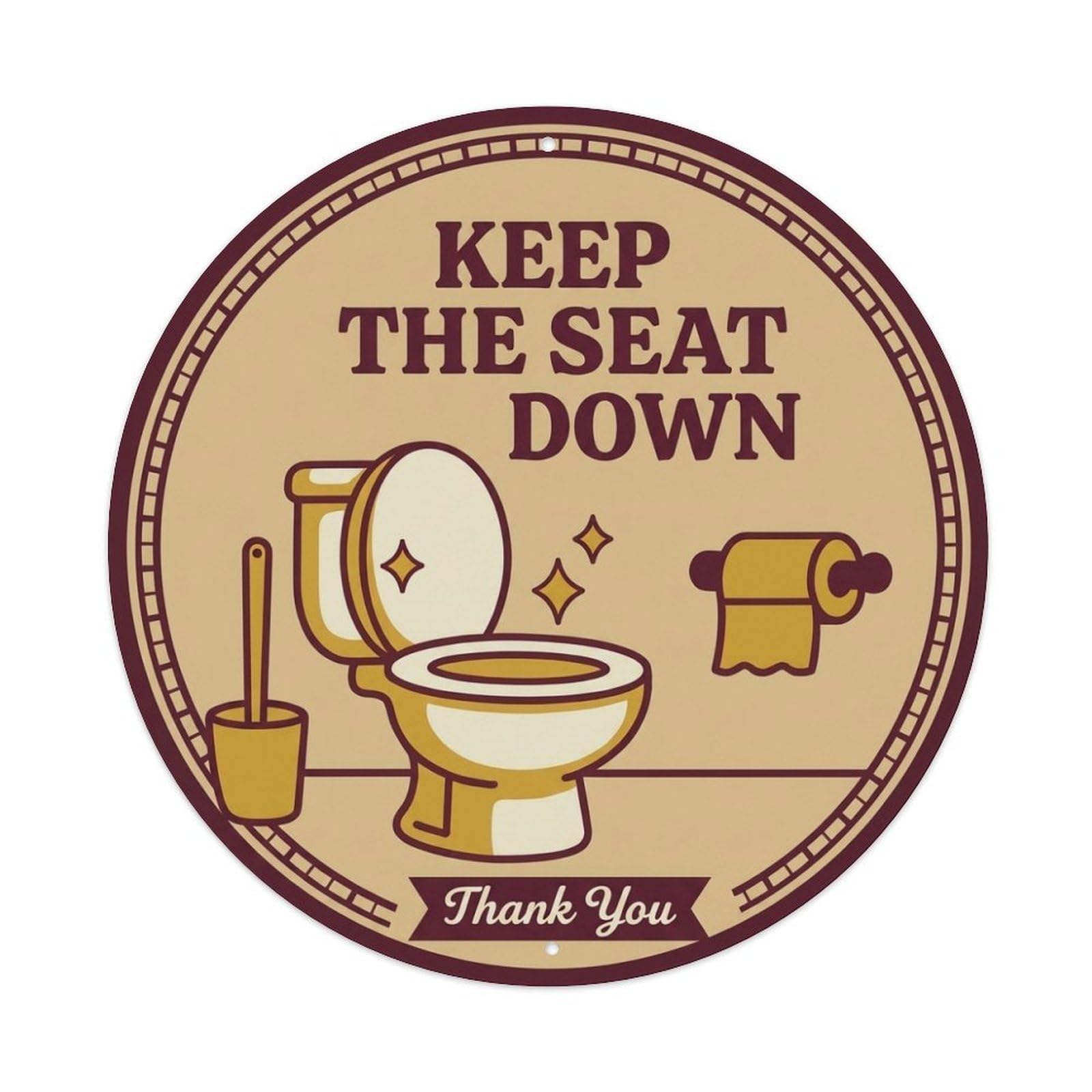 Olhnbad Style Keep The Seat Down Toilet Quote Cartoon Bowl Metal Tin Sign