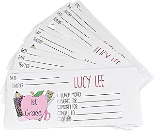Personalized School Money Envelopes - Custom Teacher Envelopes - Notes to Teacher Envelope - Lunch Money Envelopes – Class Trip – Send Money to School Supplies (10 - Pink Fruit, Quantity of 20)