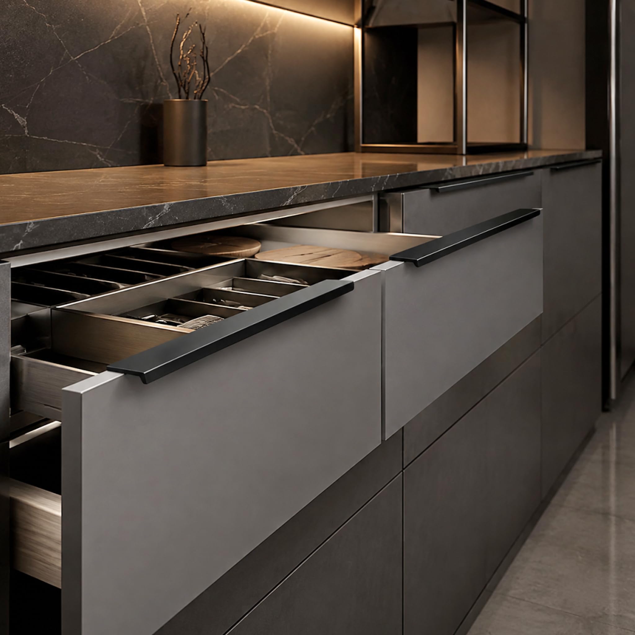Kantenzug für Schränke, Kommoden, Kleiderschrank, Schublade, 32,6 cm, Lochabstand, Aluminiumlegierung, verdeckte Schubladengriffe für Schrank, Kommode, Kleiderschrank, Schublade, 40 cm, 6