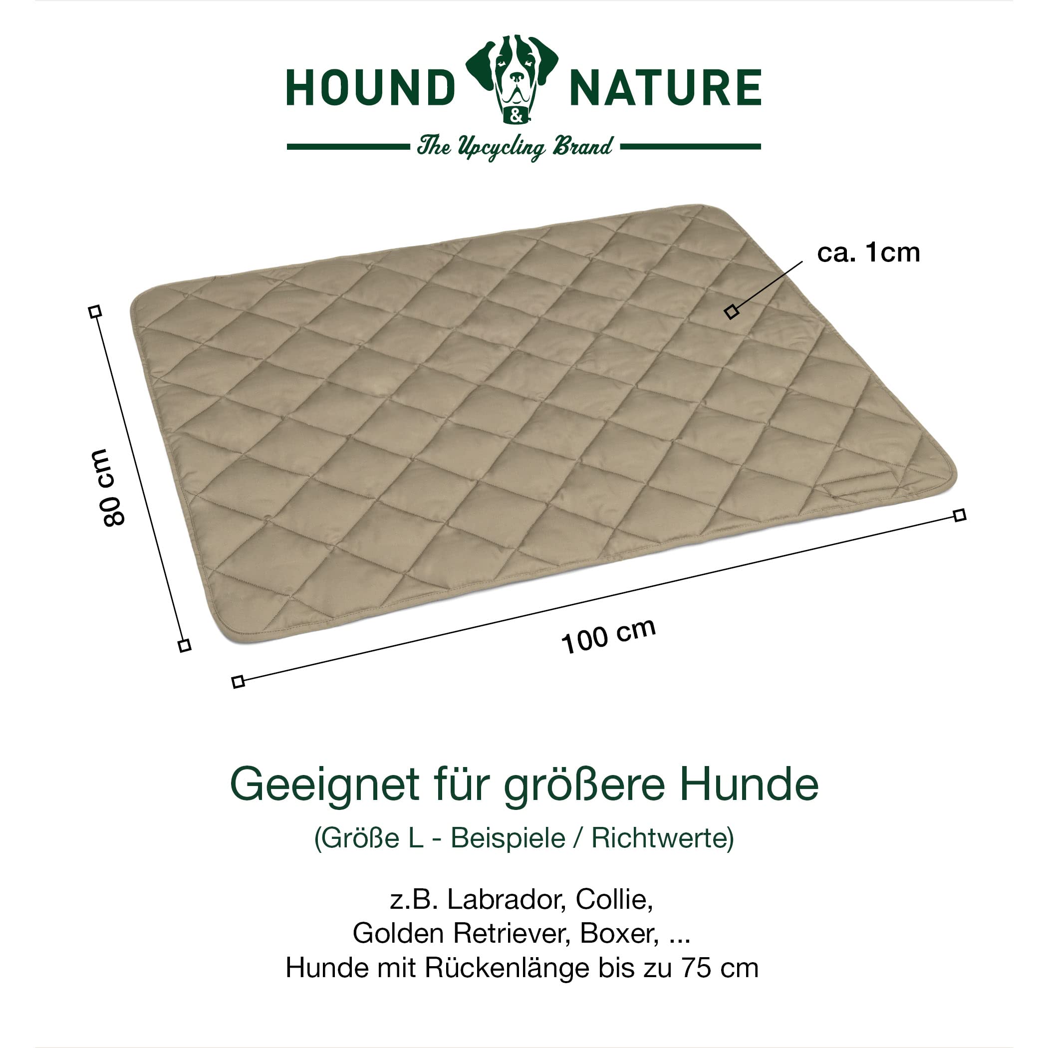 Hound & Nature Manta para perros ecológica Davos, suave, lavable, manta térmica acolchada, higiénica, resistente y sostenible, 100 x 80 cm, color topo