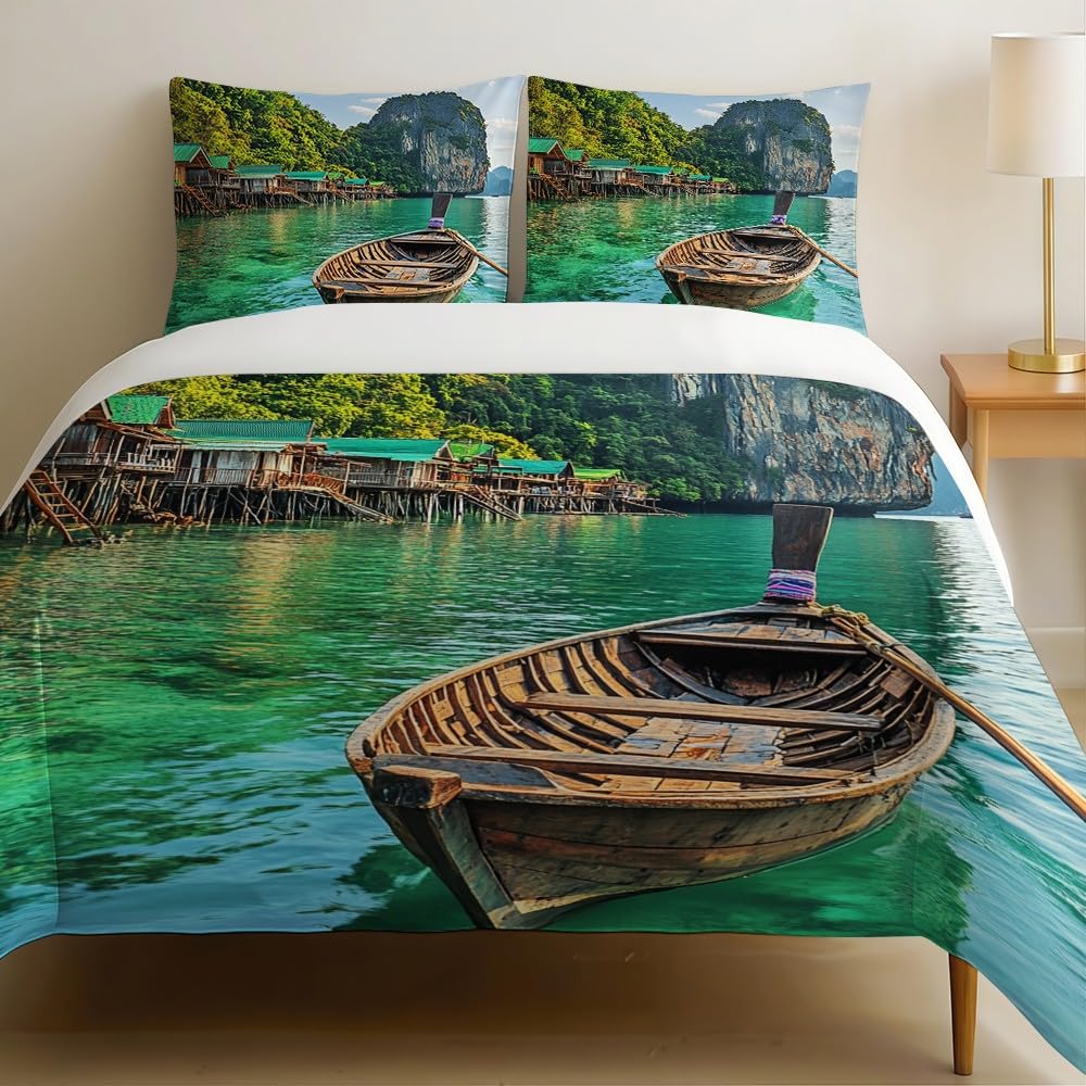 Housse de Couette Bateau Tropical 200x200 pour une Chambre Exotique