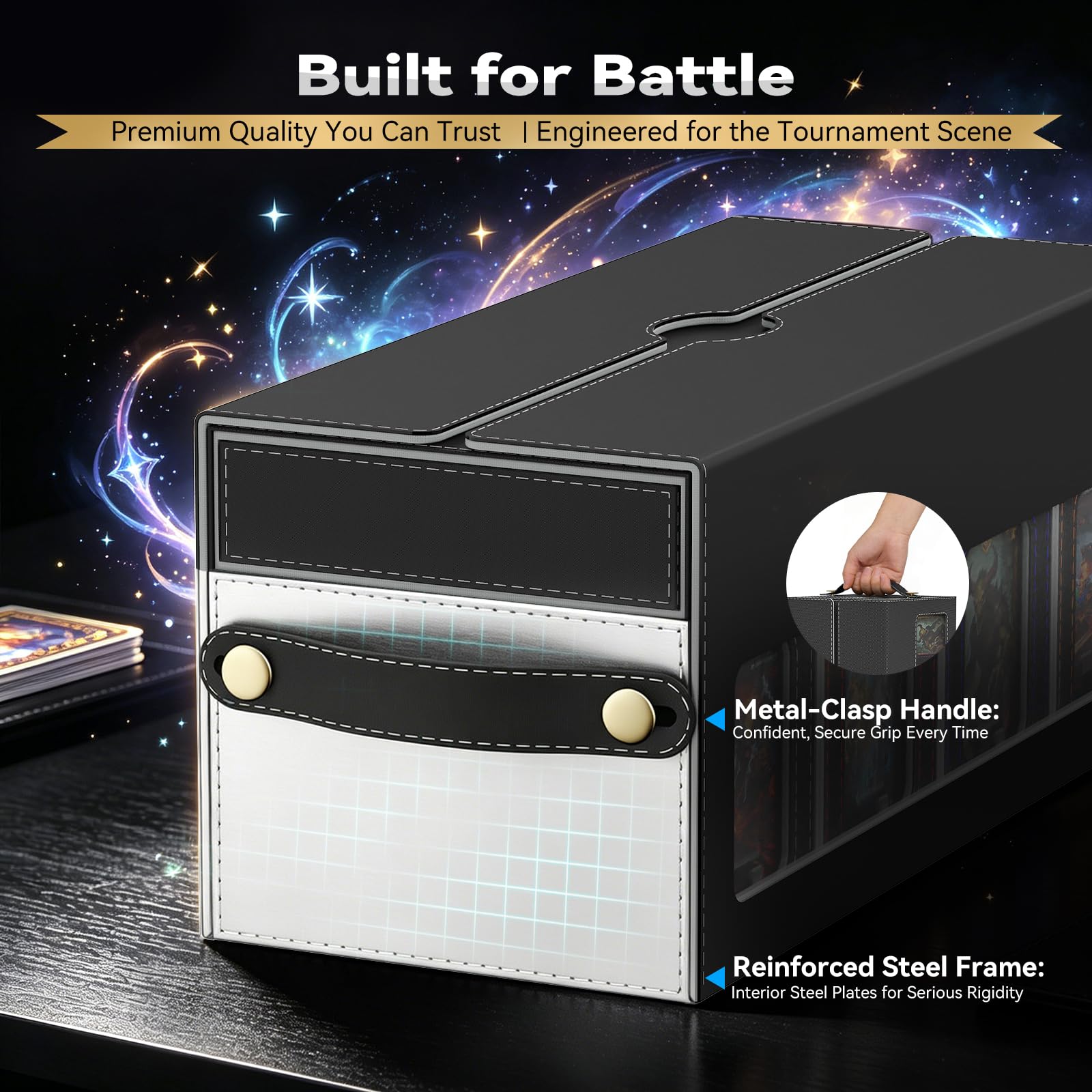 10in1 MTG Commander Deck Box mit Tragbarem Griff Deckbox,8 Deck Sammelkarten Aufbewahrungsbox mit Display&WüRfelablage 2000+ Karten,Abnehmbare Sammelkarten Box Mit35pt füR Top Loader Tcg Ccg