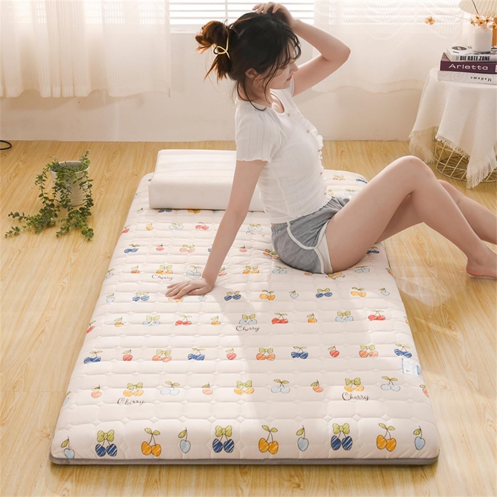 Colchón Futón Plegable Japonés | Cama De Suelo De 9 Cm con Diseño Antideslizante Doble - Tatami Portátil para Casa, Residencias De Estudiantes Y Camping(AA,70 * 180cm)