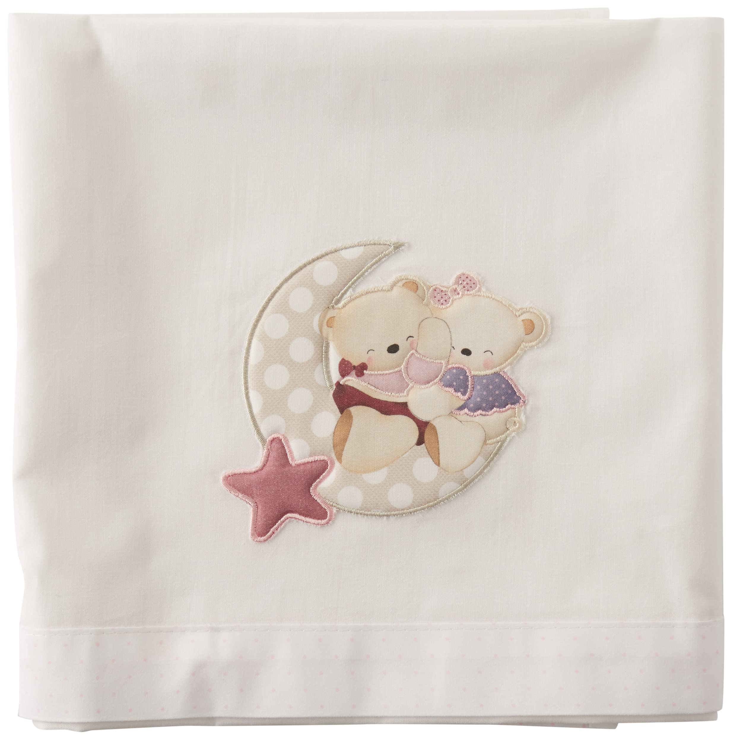 INTERBABY -Sábanas Minicuna Osito Amoroso Blanco Rosa