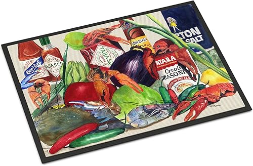 Caroline's Treasures 8540MAT Louisana Spices - Felpudo de 18 x 27 pulgadas, tapete para puerta delantera, interior y exterior, para entrada,