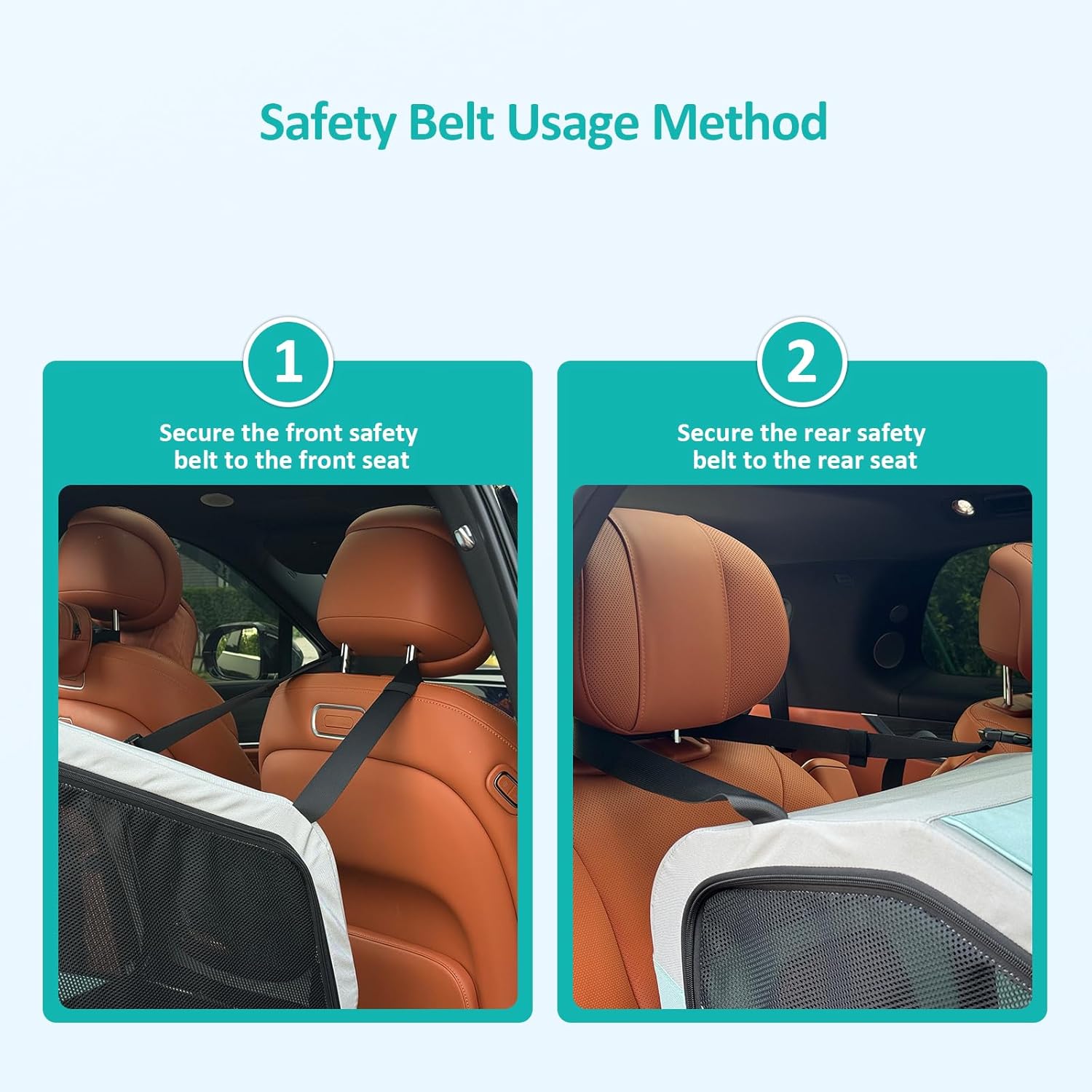 Ownpets Portable Dog Crate for Car, Collapsible Dog Travel Crate for Medium Dogs Up to 66lbs, with Seatbelt and Headrest Strap, Soft Pet Carrier for Car Back Seat, Indoor and Outdoor