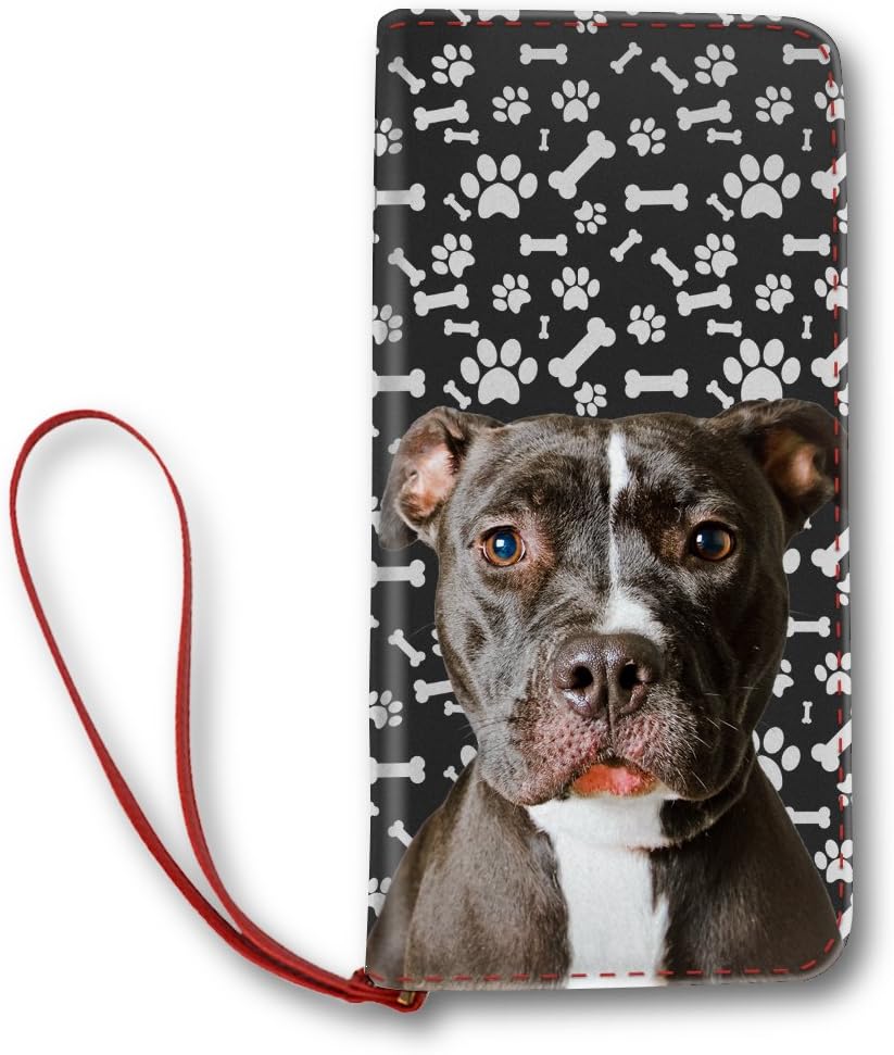 NIWAHO Women's Leather Long Wallet Design Pit Bull Terrier Dog Paws Pattern, Dog mom gifts