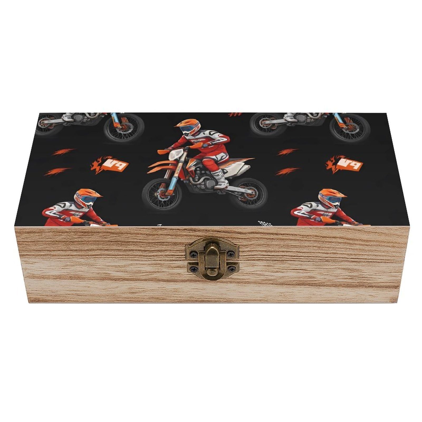 HLBSDM Motorcycle Dirt Bike Wooden Storage Box