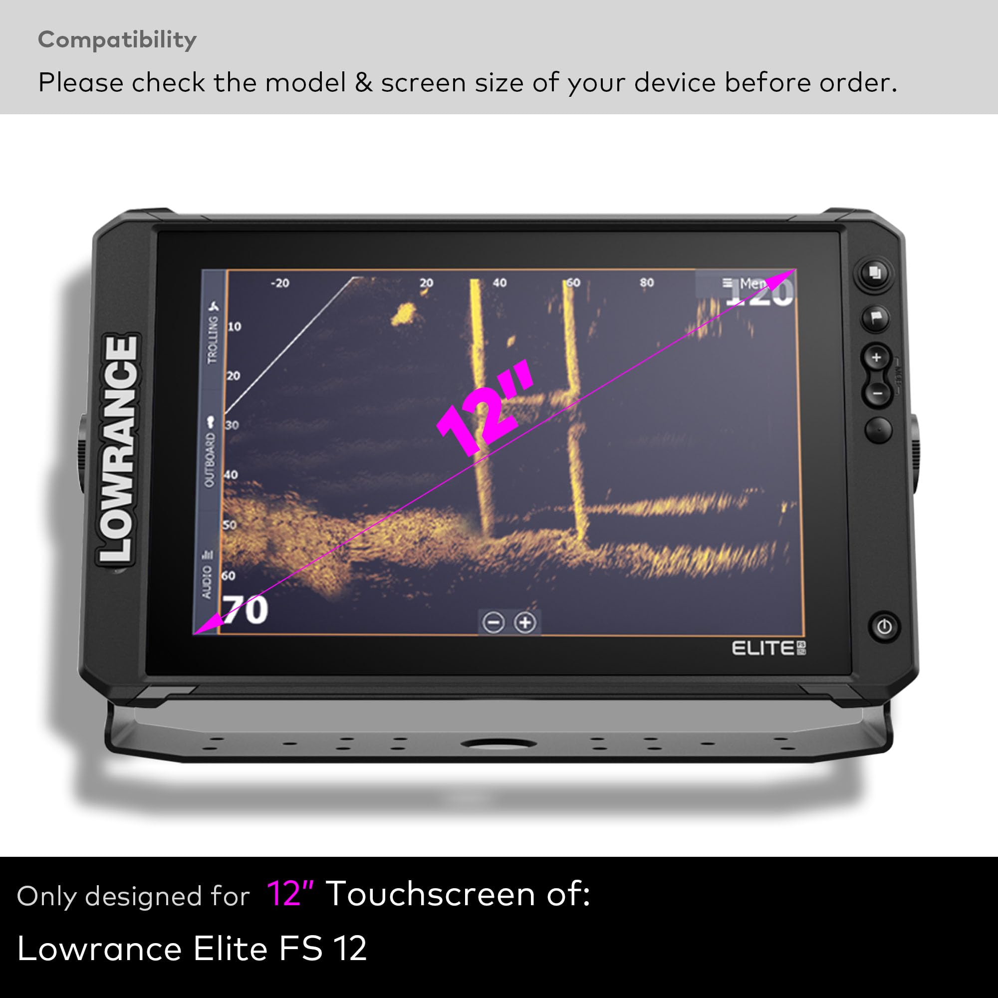 INNOSURE Premium Tempered Glass Screen Protector for Lowrance Elite FS 12 Inch Touchscreen Fish Finders Accessories Anti Scratch (HD Clear)