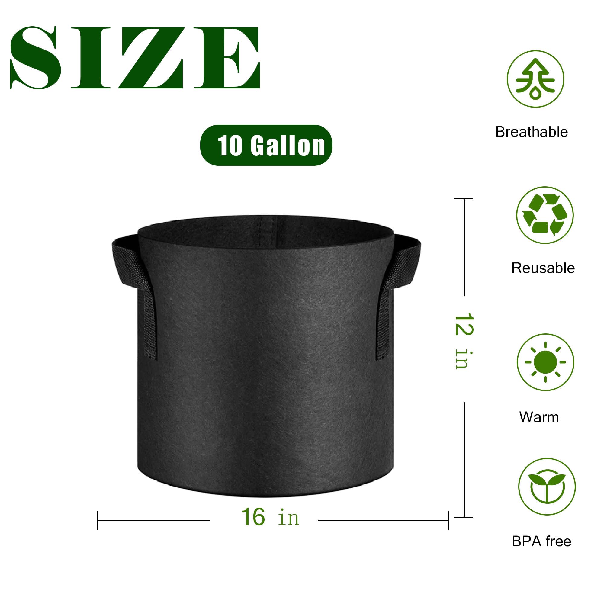 Paquete de 12 bolsas de cultivo de 10 galones, macetas de tela para jardinería, bolsas de plantación gruesas de 300 g