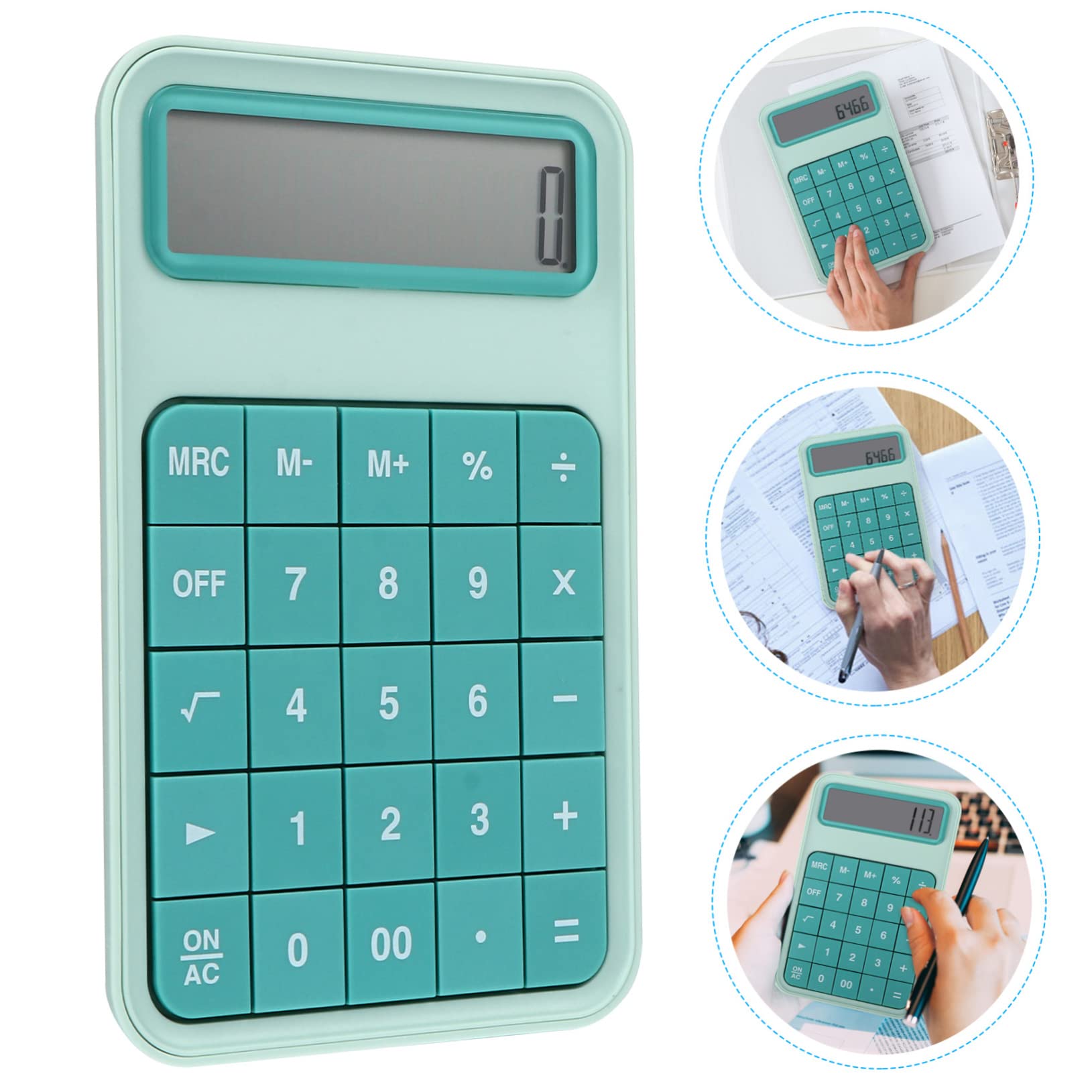 Calculatrice de Bureau Simple à 12 Chiffres Grand Écran LCD, Légère et Pratique en Abs Vert, pour Bureau et Étudiants