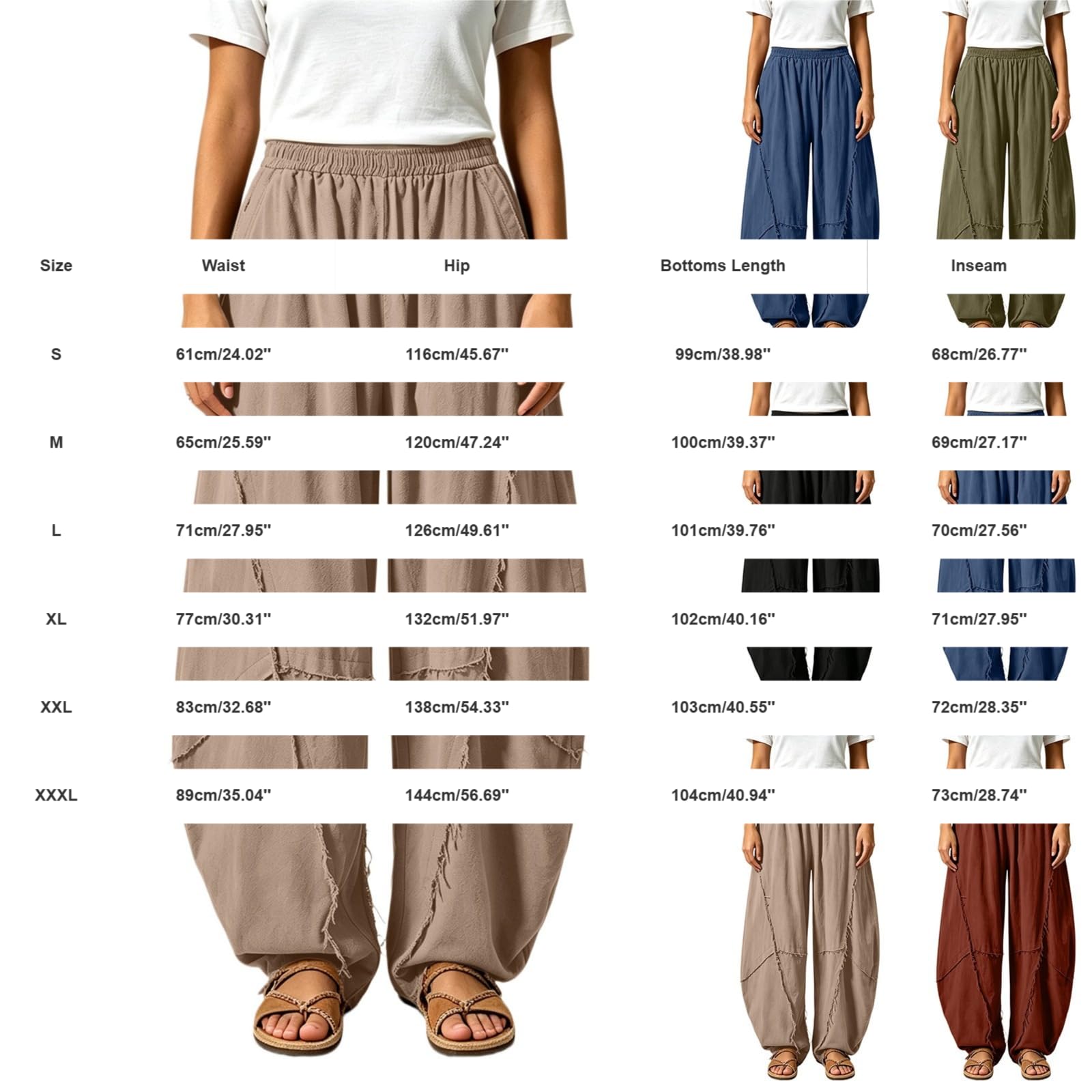 Pantaloni estivi da donna, per il tempo libero, con tasche, leggeri | Pantaloni svasati, in tinta unita, stile boho, eleganti, da donna, comodi, da spiaggia, per tutti i giorni, casual