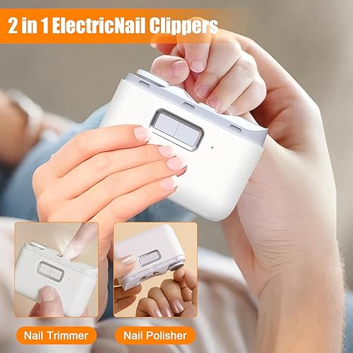 Miniatura 2 de Cortaúñas eléctrico para adultos, molinillo de uñas automático para mujeres, pulidor eléctrico de uñas 2 en 1, cortador de uñas con 2 velocidades y