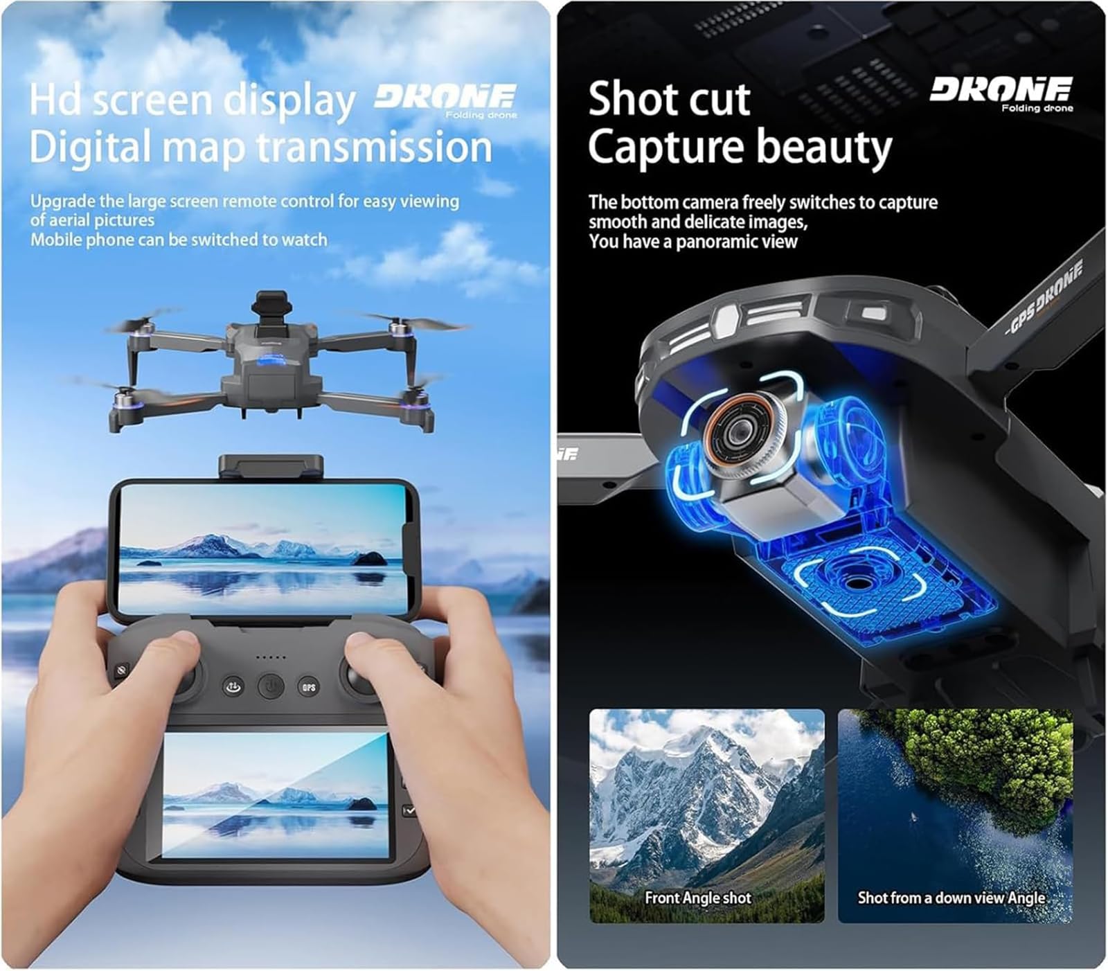 Dron z kamerą 8K dla dorosłych, mini dron FPV z dwiema kamerami, inteligentne omijanie przeszkód, składana konstrukcja, sterowanie za pomocą aplikacji, śledzenie GPS, dla początkujących