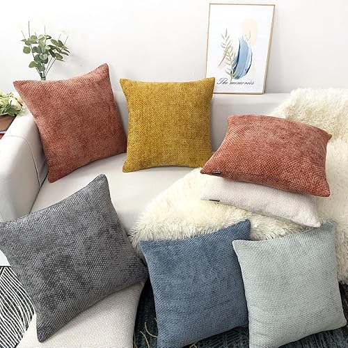 Miniatura 7 de Booque Valley Fundas de almohada decorativas, fundas de cojín de felpilla gruesa de textura moderna para cama y sofá, hechas a mano, fundas de