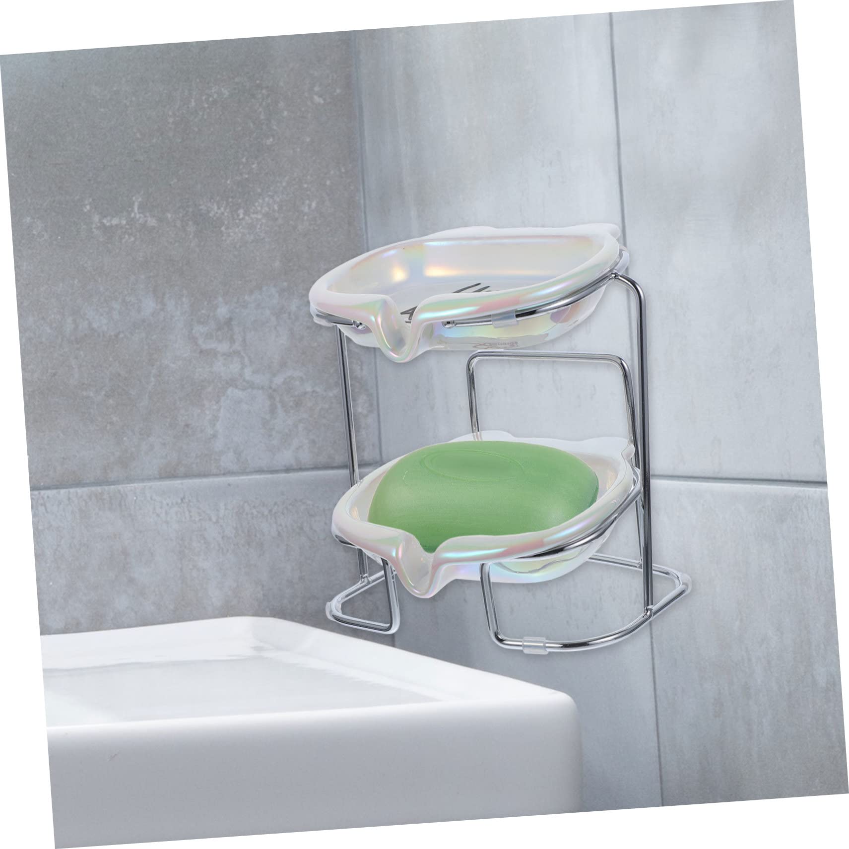 1juego Jabonera De Cerámica con Drenaje Forma De Cabeza De Oso Soporte Elegante para Jabón Diseño Moderno y Atractivo para Baño como De Inauguración