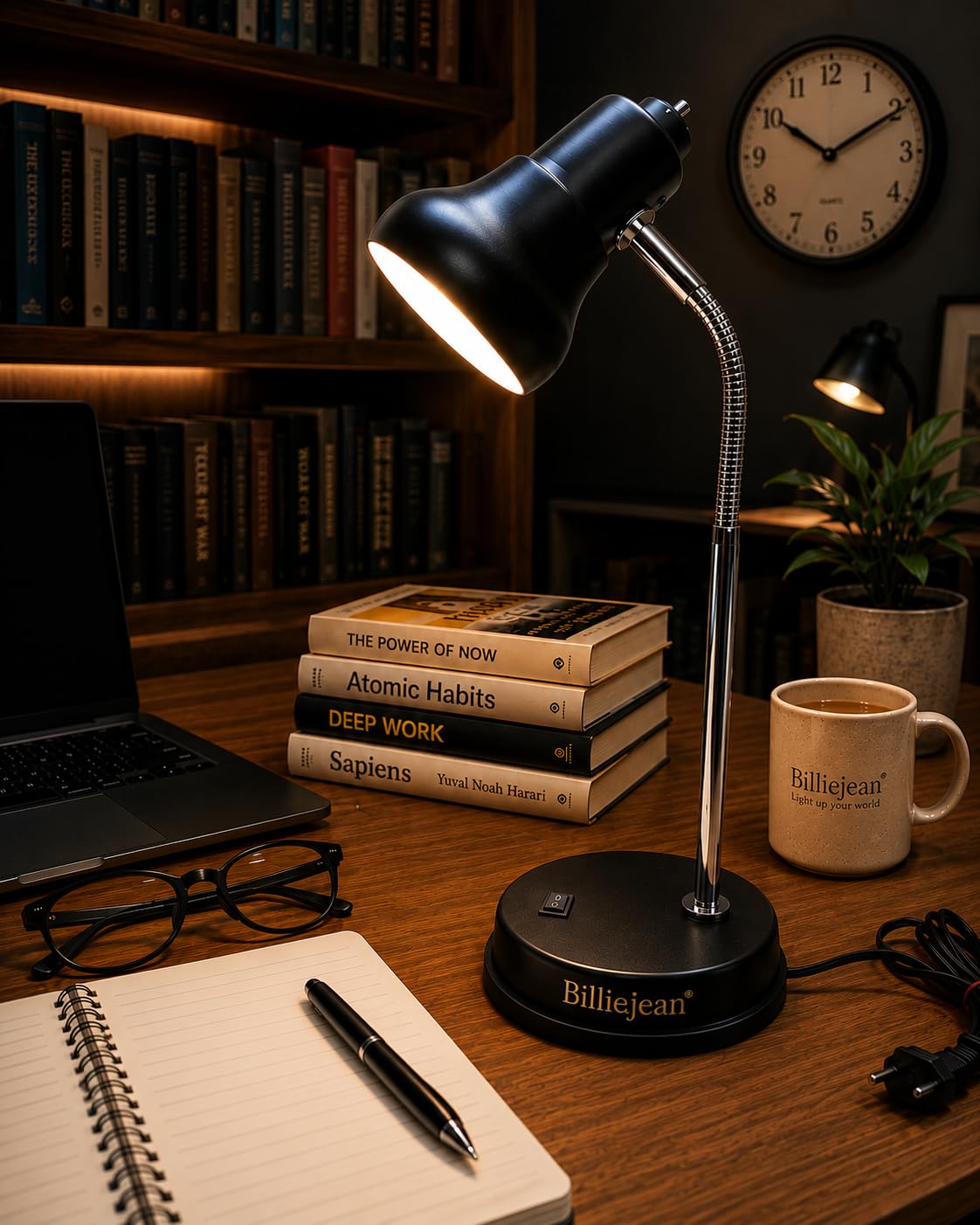 BillieJean Flexible Gooseneck Desk Lamp, Black | Adjustable Neck, On/Off Switch, Study & Work Use, Matte Finish, Corded Electric-image-39