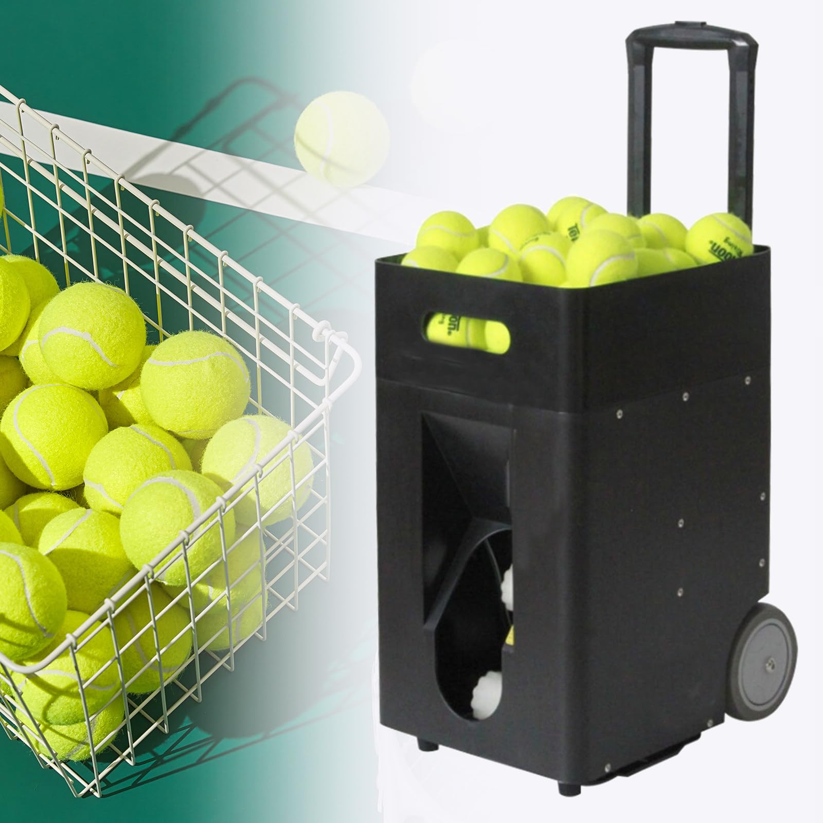 Lanzador automático de Pelotas de Tenis, máquina para lanzar Pelotas de Tenis, Control Remoto y por aplicación, máquina para Practicar Top spin y Backspin con Altura Ajustable, Capacidad para hasta