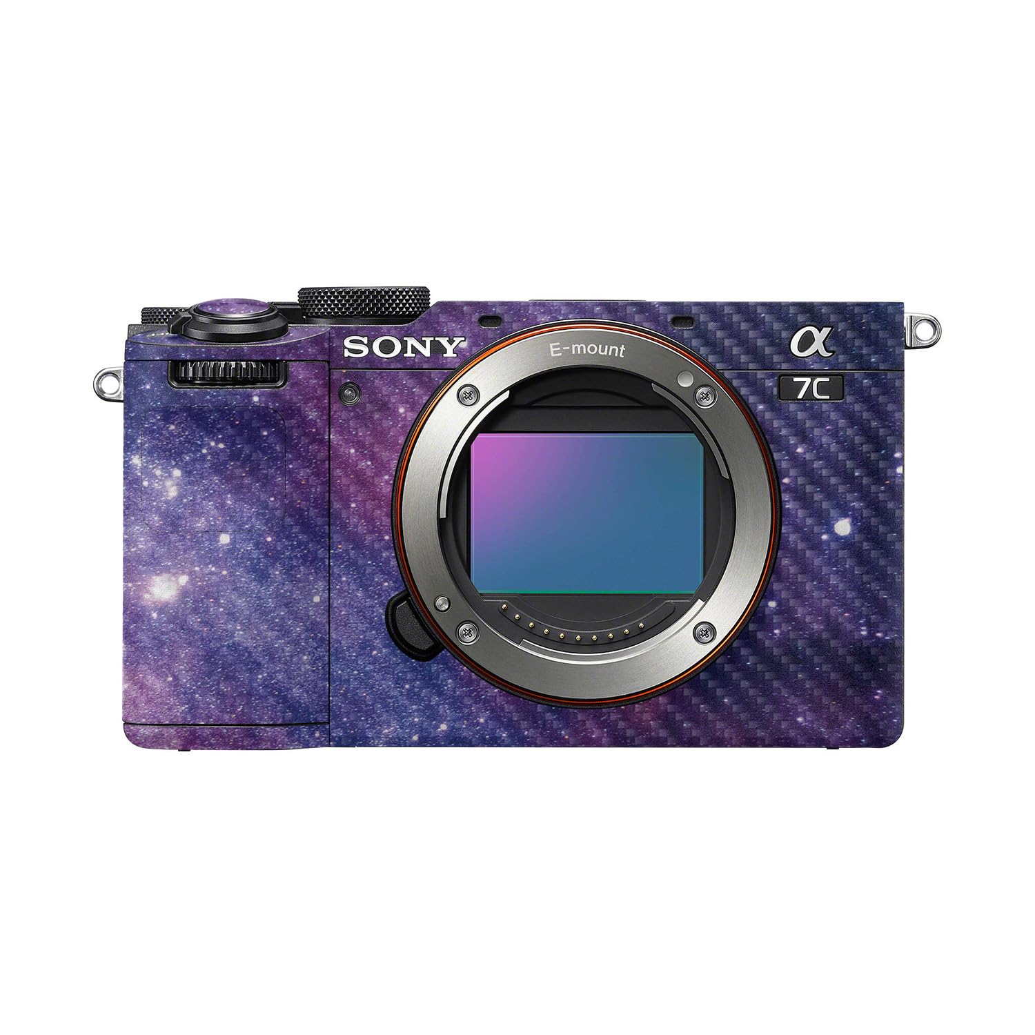 Carbon Fiber Camera Skin Compatible with Sony A7C Mark II (2023) - Violet Stars - Premium 3M Vinyl Protective Wrap Decal Cover - Easy to Apply | Crafted in the USA by MightySkins