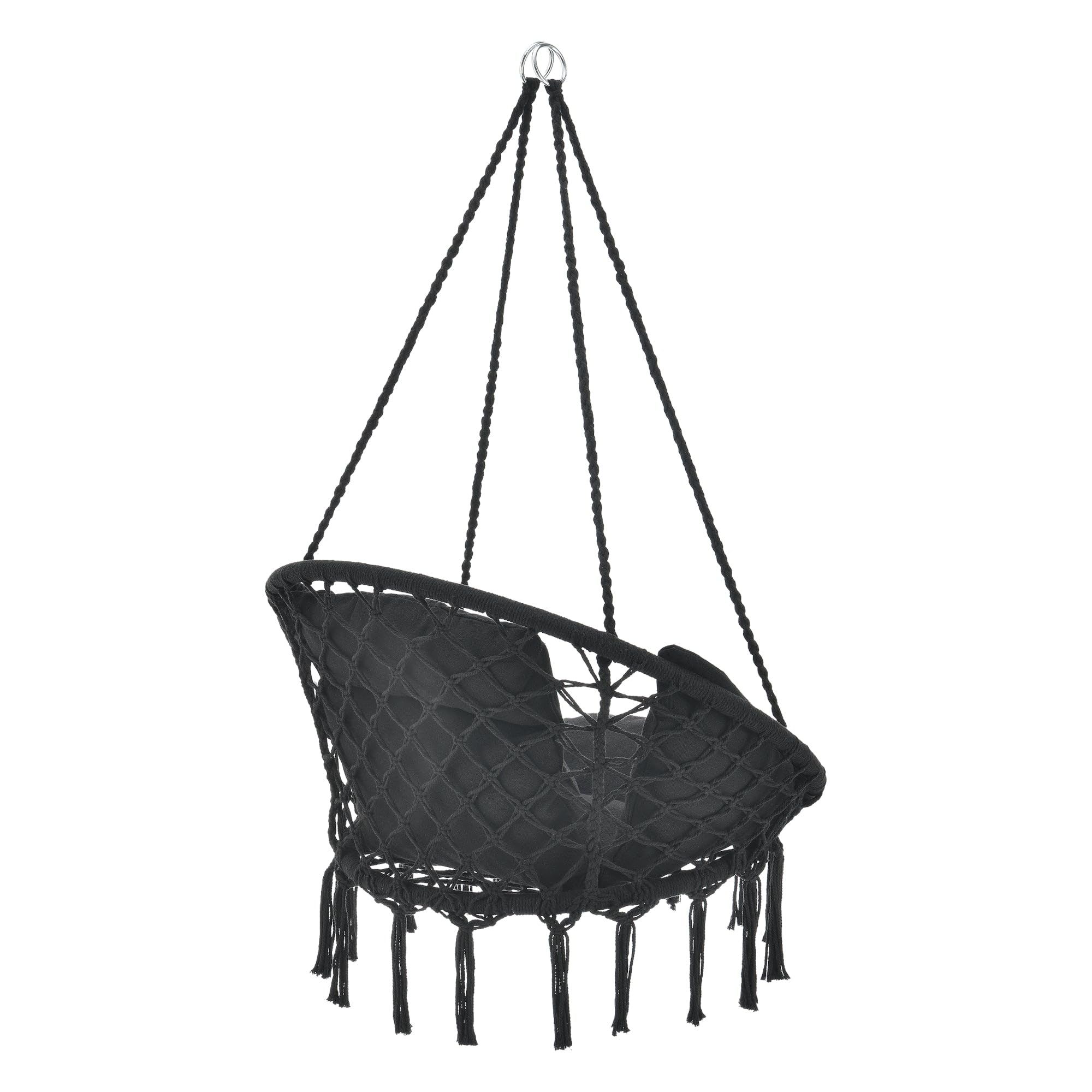 Amaca seduta Rotonda con Cuscino Sedia Sospesa diametro seduta 60 cm Nero 03_0006060