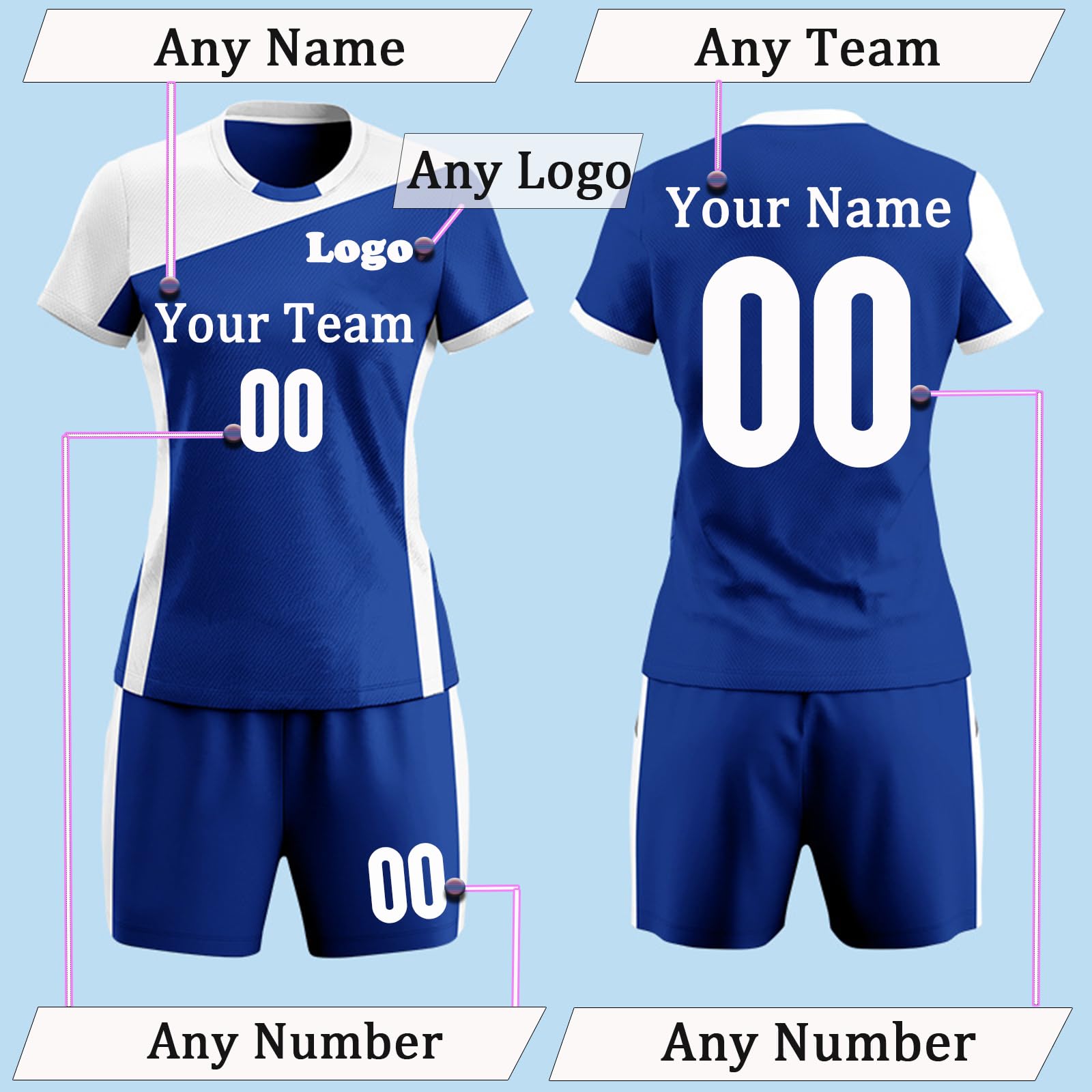 Custom Volleyball Jersey with Name Number Team for Girl Women Personalized Volleyball Shirt and Shorts for Boy Men
