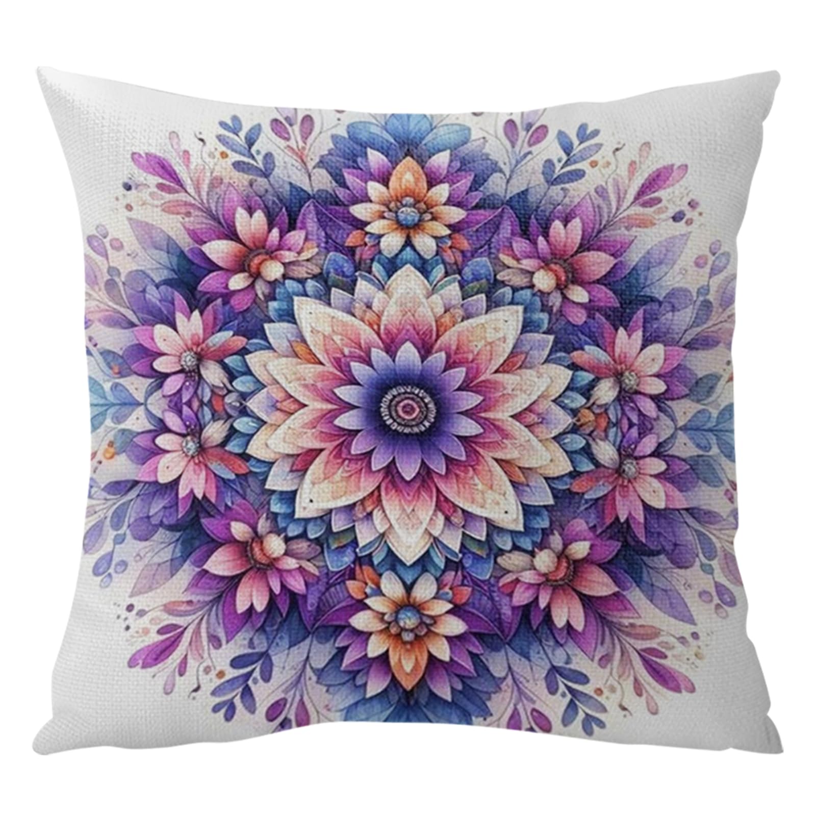 Poetrydraw Purple Mandala Full 11Ct Diy Stamped Embroidery Pillow Kit 45X45cm For Adults (Mandala A)