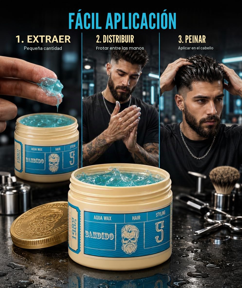 Bandido Aqua Wax Nr. 5 - Cera para el cabello, azul 125ml