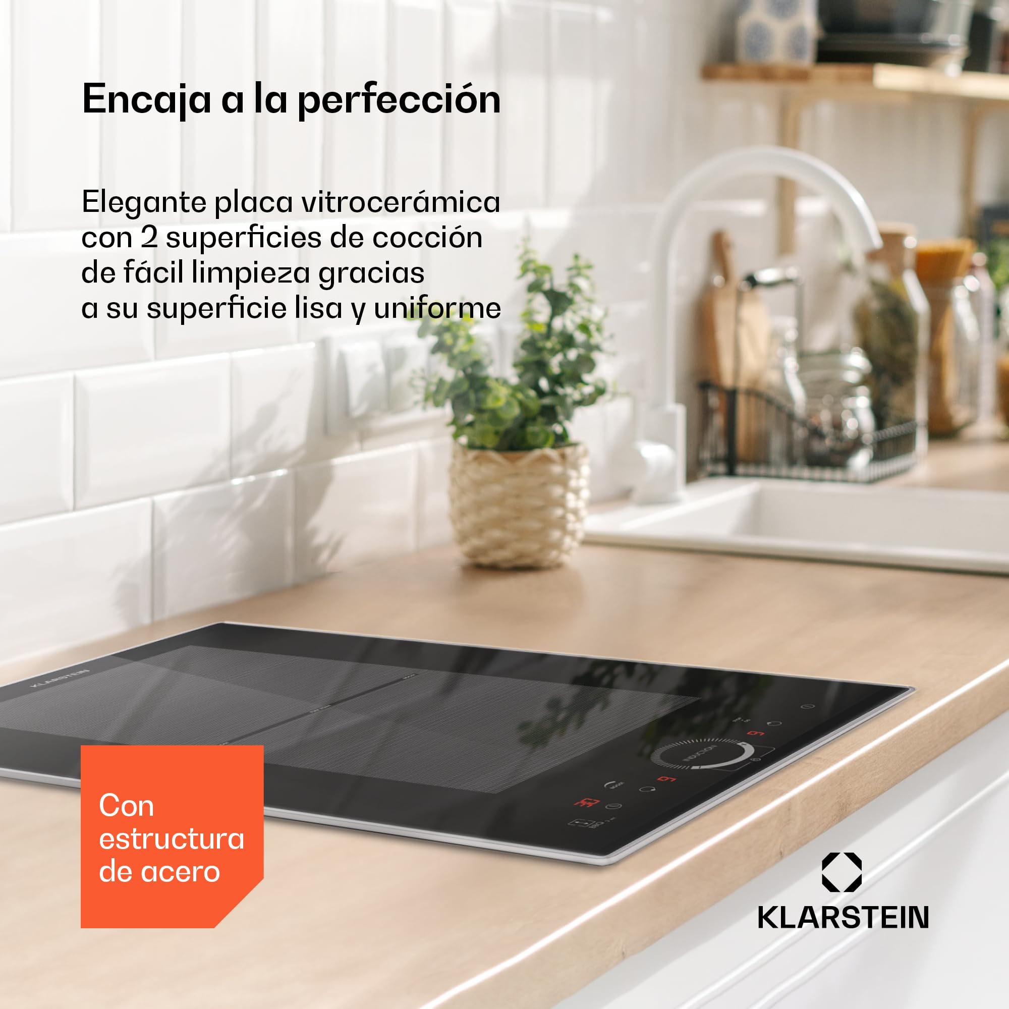 Placa de inducción Klarstein de 2 fuegos, placa empotrable con 2 fuegos, 3500 vatios, placa con panel de control táctil y temporizador, cocina eléctrica eficiente. — view 2