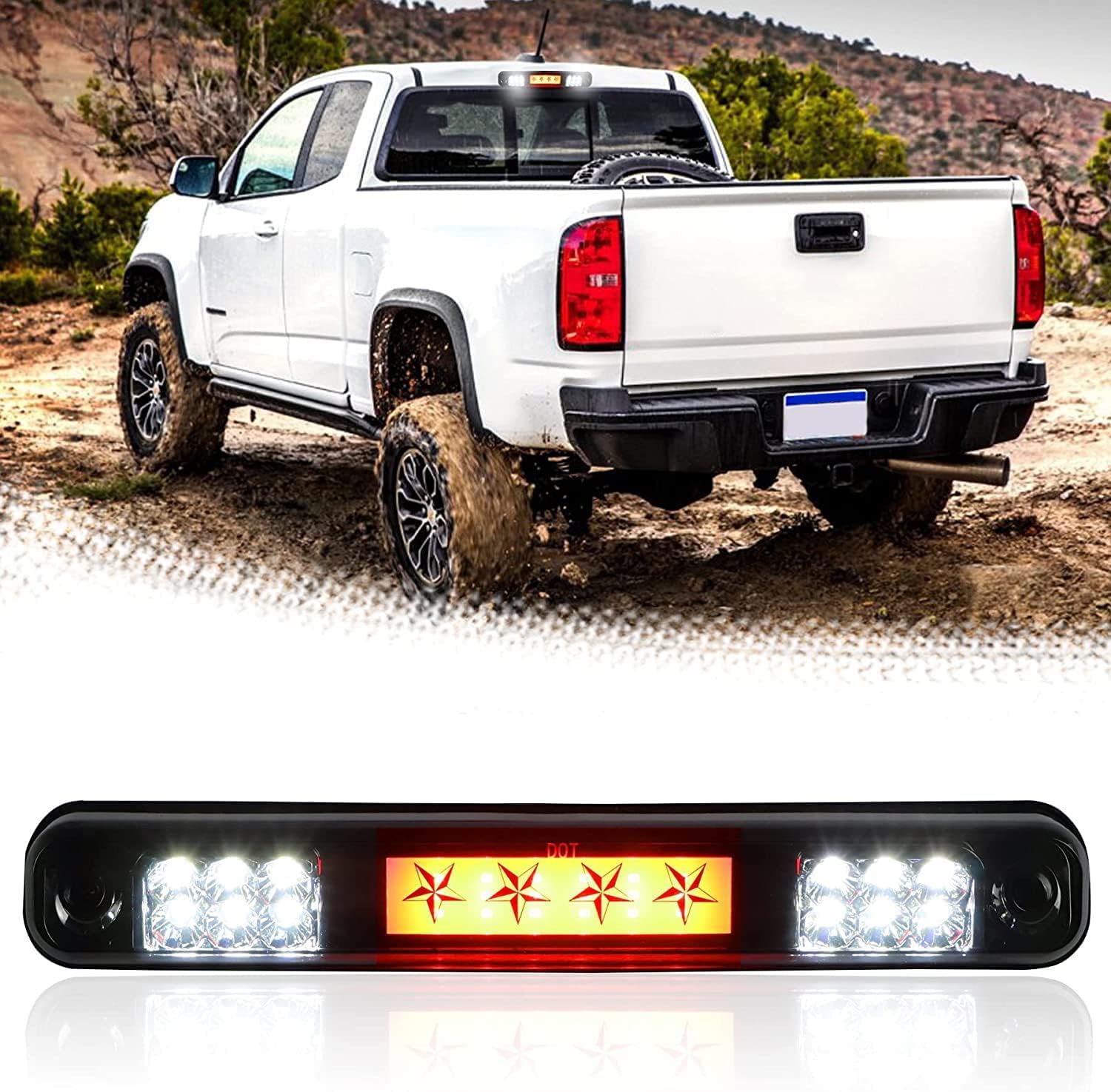 PetMigo High Mount Stop Light Third 3rd Brake Light Replacement for 1994-1998 Chevy Silverado, 1988-1998 Chevy C10 C/K 1500 2500 3500 Rear Center Tail Light Cargo Lamp (Smoke)