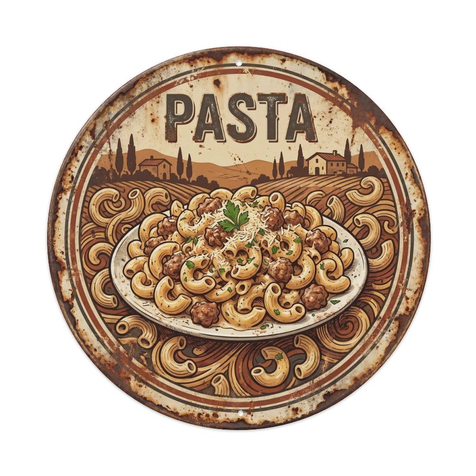 Mediterranean Cuisine Pasta Cucina Italiana Rustic Metal Tin Sign