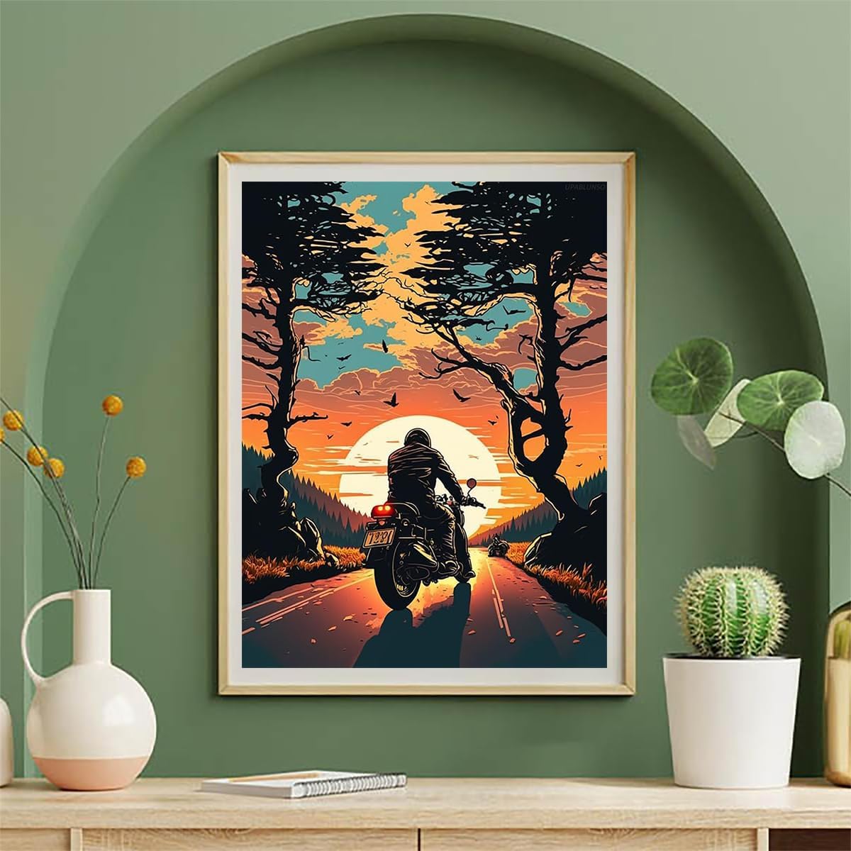 UPABLUNSO Motorcycle 5D Full Round Diamond Diamond Art Kit, Diamond Painting Kits for Adults, Dots Diamond Painting for Beginners, DIY for Home Wall 12x16 inch