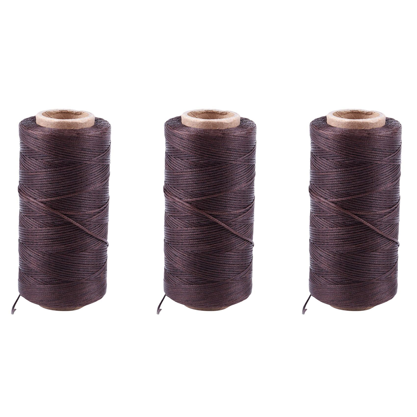 Hndhbfgrt 3pcs 260M 150D 1MM Leather Sewing Waxed Wax Thread Hand Needle Cord Craft DIY :Dark Brown