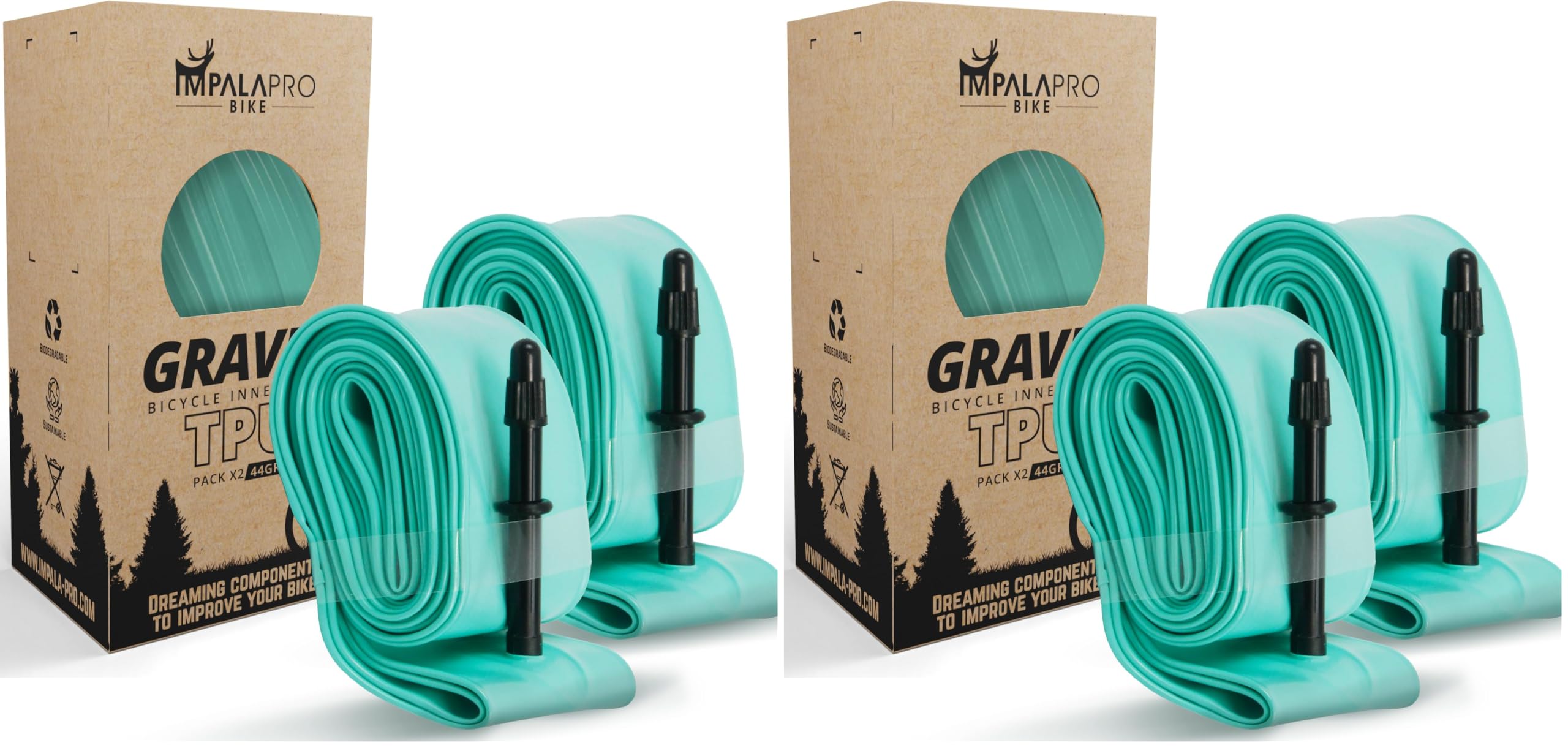 IMPALAPRO - TPU Schlauch Gravel 28 Zoll 700C x 32-42C Ultraleicht 44g, Presta-Ventil 65mm - TPU Gravel Reifen 28 Zoll