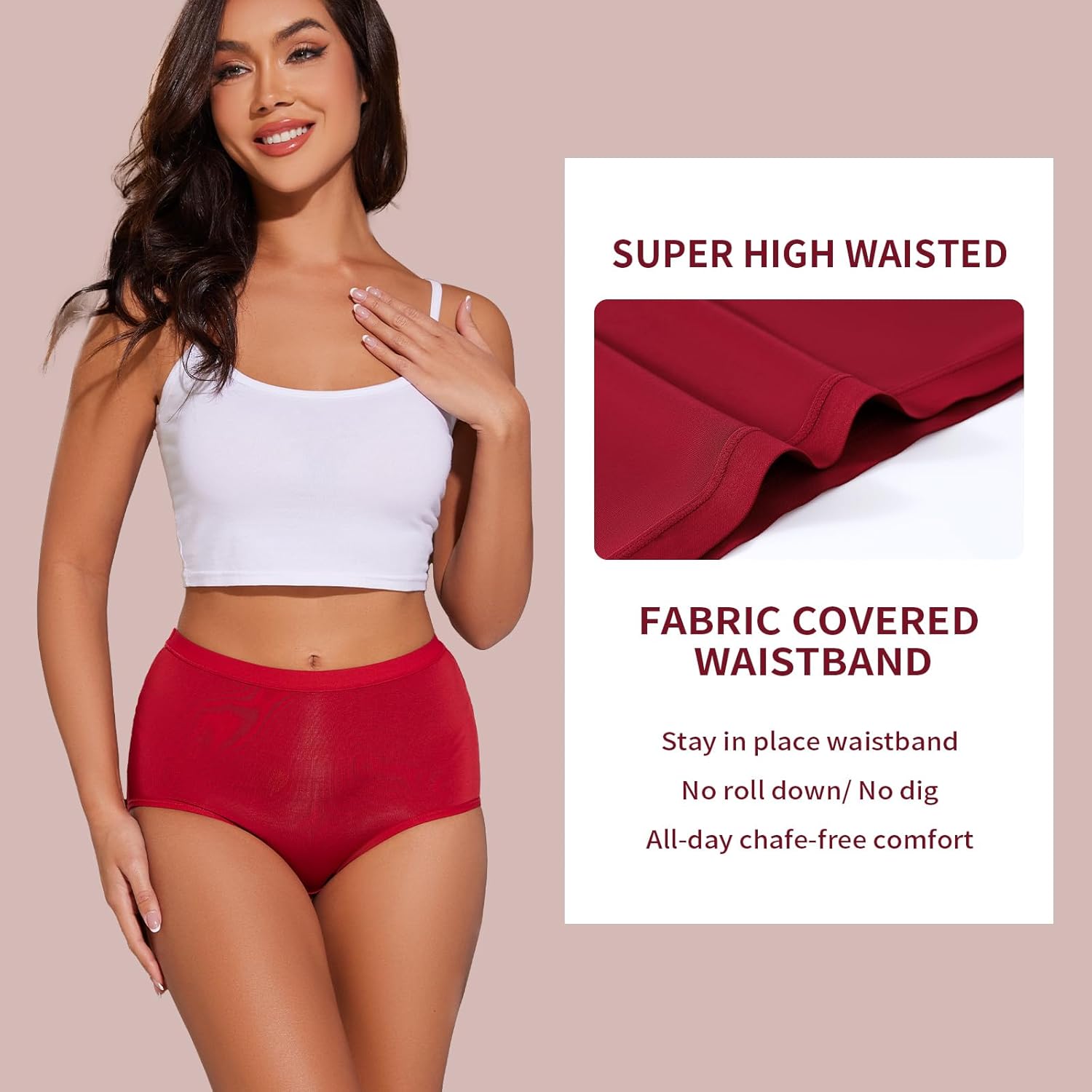 Womens Underwear Pack,C Section High Waisted Tummy Control Moisture-Wicking Brief Underwear,plus size Panties 6Packs - Image 3