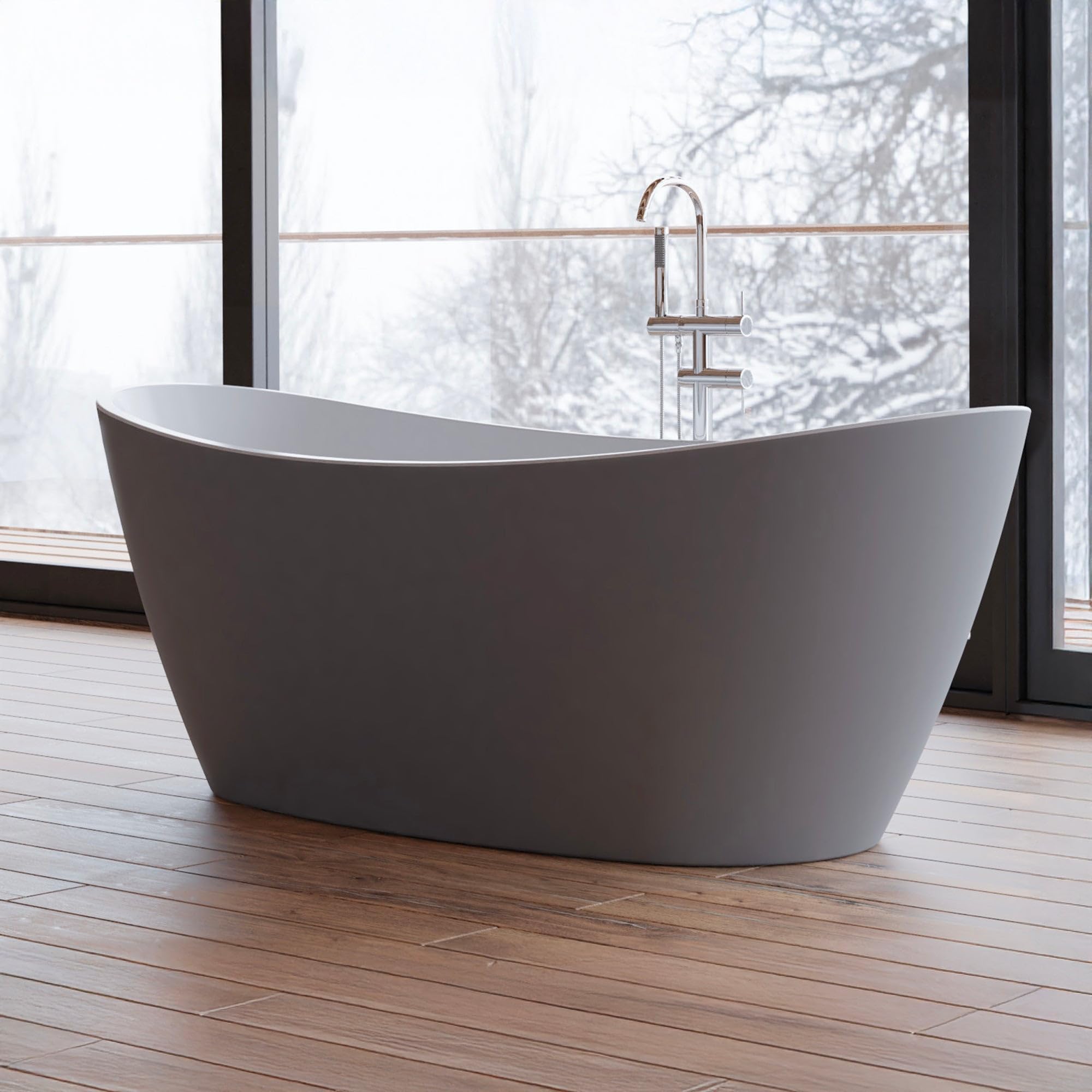 SPALINA NEROON 2.0 Grigia, Vasca freestanding Ovale L 170 x l 80 cm