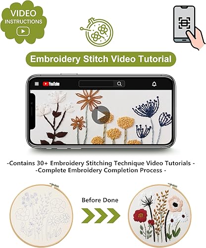 Miniatura 75 de Santune - Kit de bordado para adultos principiantes, kits de punto de cruz, patrones de mariposa e instrucciones (idioma español no garantizado)