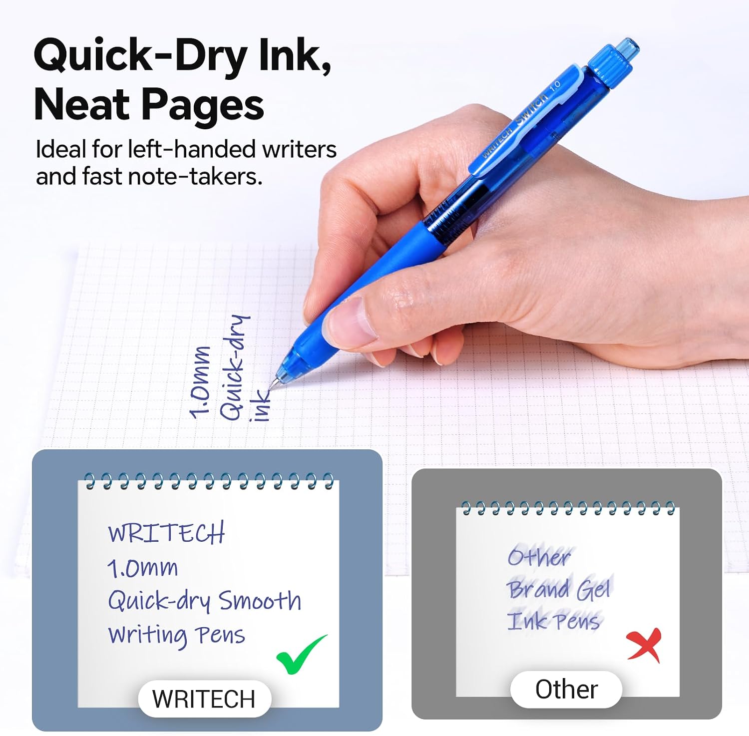 WRITECH Colored Gel Pens 1.0mm: Switch Silent Click Mode for Quiet or Click Feedback Smooth Writing Quick Dry Ink Bold Point for Note Taking Color Coding Journaling School Office Study. image 5