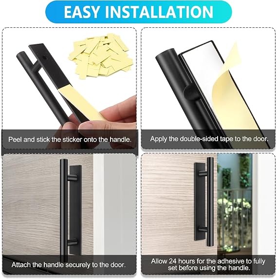 Self-Stick Push Pull Helper, 30 Pack Drawer Pulls ABS Plastic Adhesive Door Handles Peel and Stick Cabinet Handles for Kitchen Cabinet Sliding Door Furniture (Black)