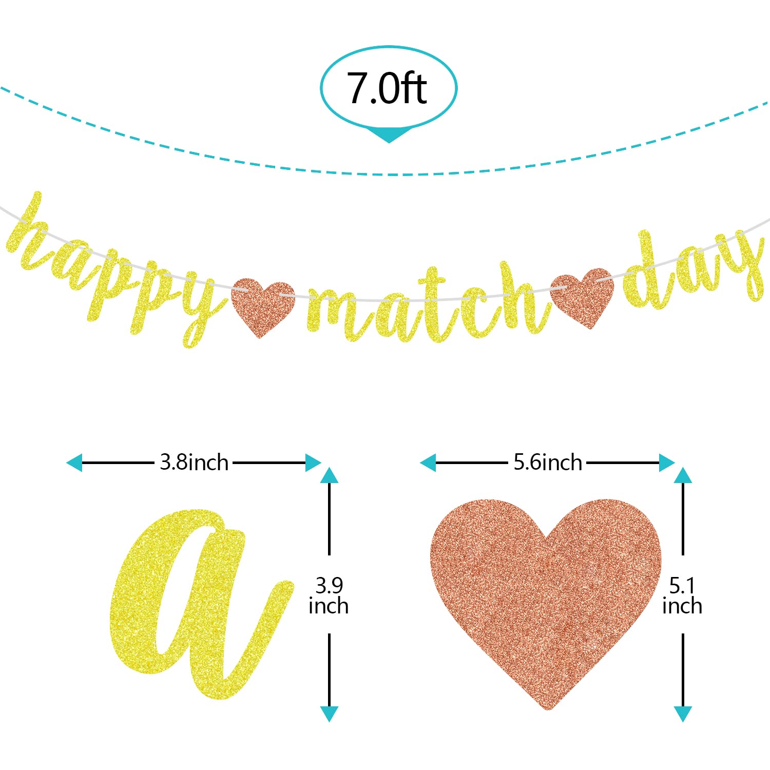 Happy Match Day Banner - Black Glitter Residency Match Celebration Bunting, DIY Decoration For Medical & Nursing Graduates - View #6