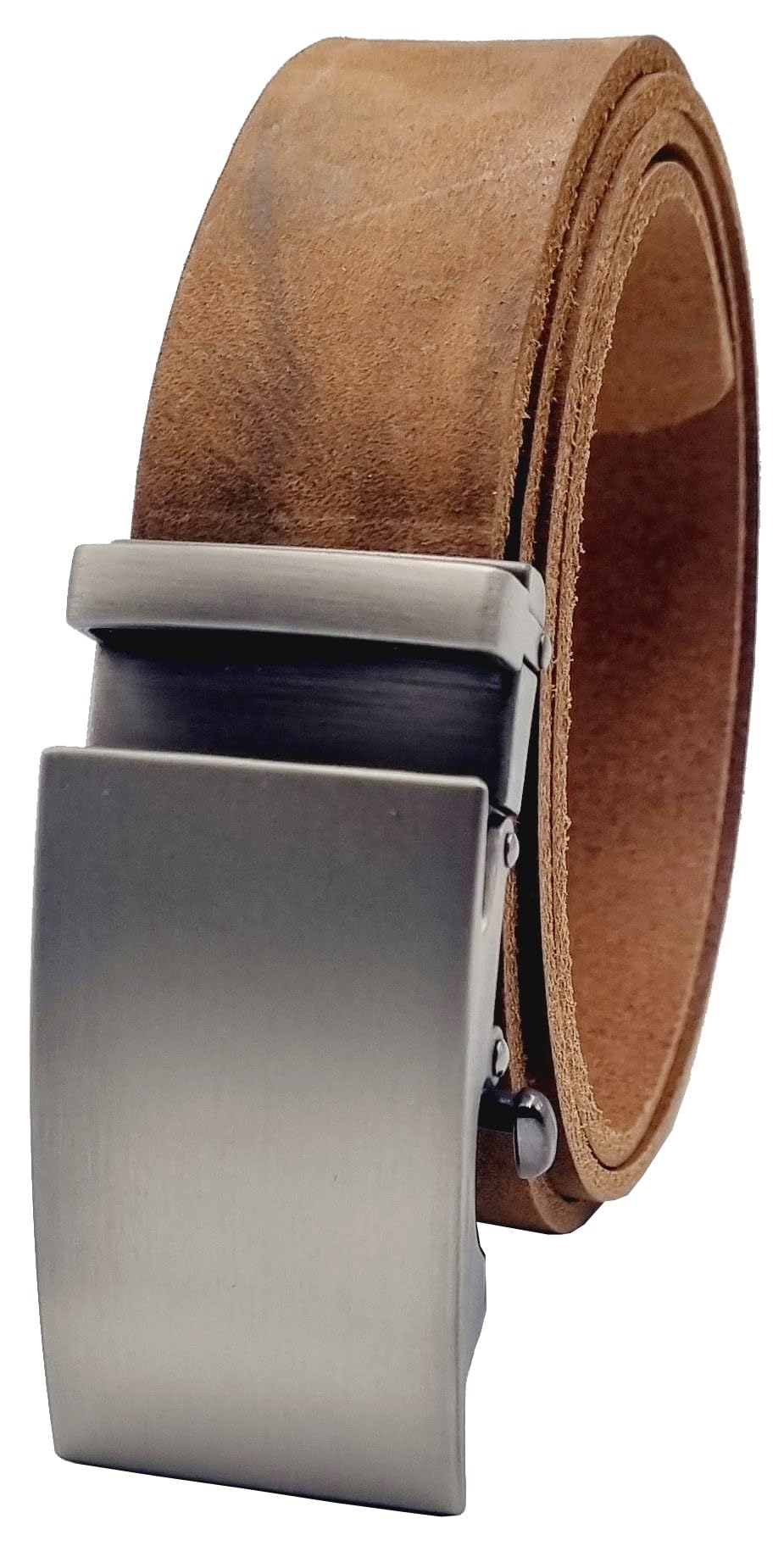 Ledergürtel 3,5 cm breit braun Automatikgürtel ohne Plastikratsche Made in Germany 100% Leder Vollleder Rindsleder Büffelleder Damen Herren Anzug Jeans Arbeitshose