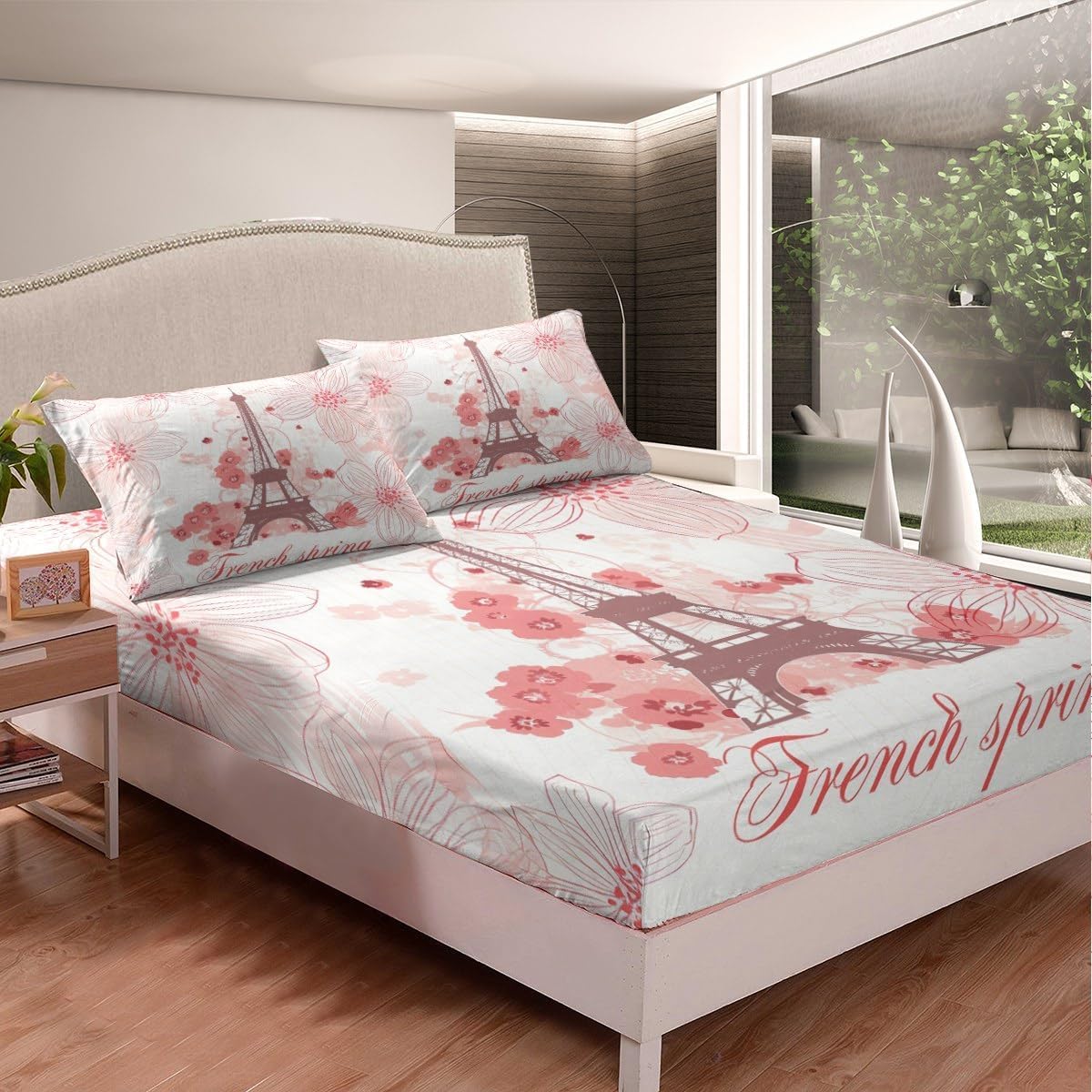 XCQHZYQ Lenzuolo con Angoli Matrimoniale 160x200 cm Foglie Lenzuolo con Angoli in Microfibra Extra Morbido Traspirante e Lavabile, Altezza Materasso Fino a 30 cm, per Letto Matrimoniali