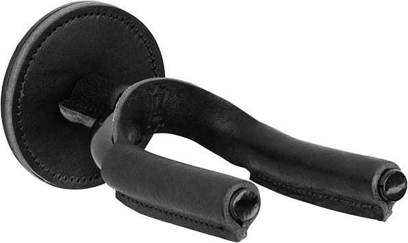Levy's Leathers Forged Steel Guitar Hanger, Black Metal with Black Veg-Tan Leather Yoke Wraps (LVY-FGHNGR-BKBK)