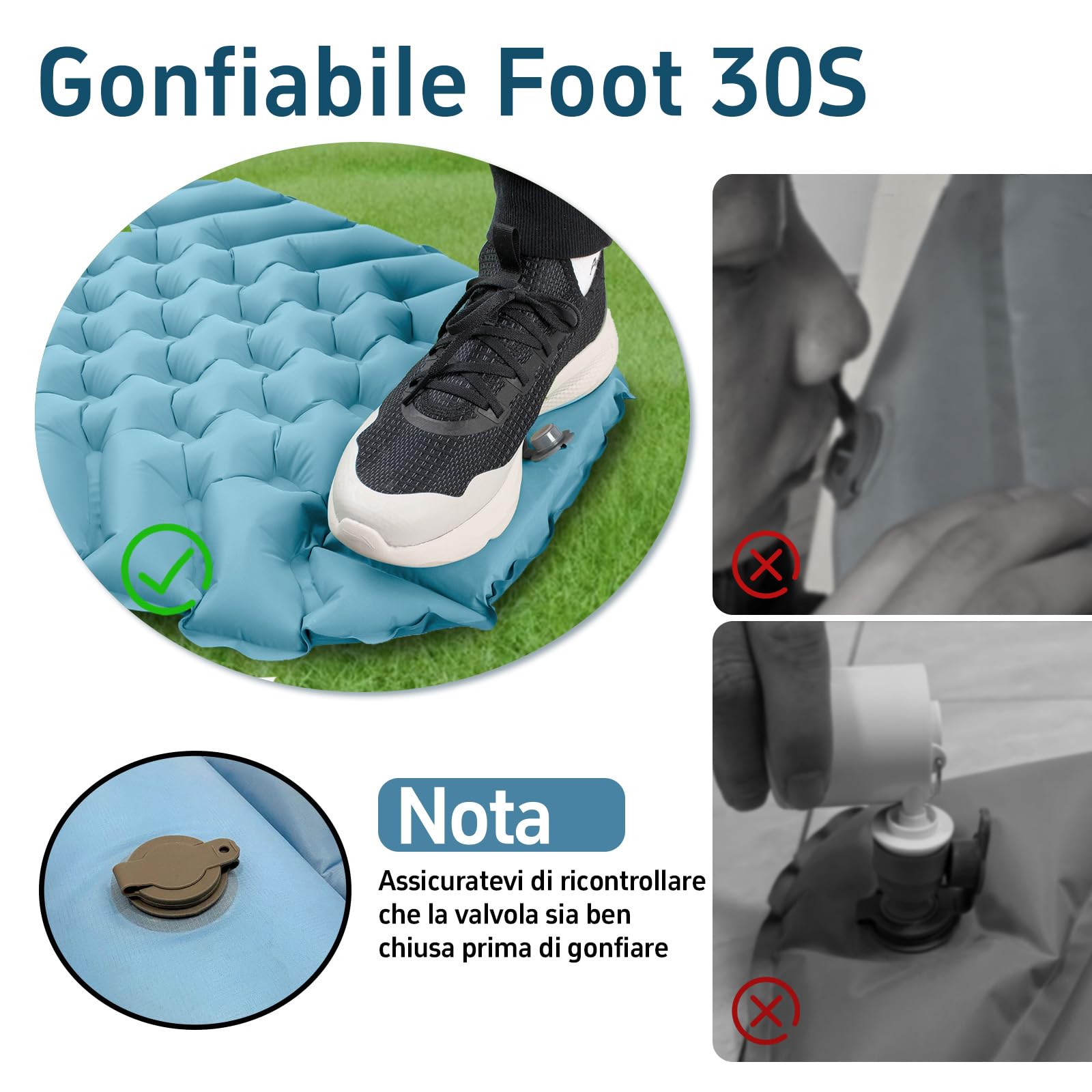 Materassino Campeggio Autogonfiante,solo 632-762g,Gonfiabile con Pompa,Ultraleggero Materasso Gonfiabile Campeggio con Cuscino,pieghevole, leggero,Materassino + cuscino (set) (Mamma Blu)