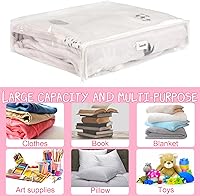Vista 7 de 16 Pieces Clear Zippered Storage Bags, Plastic Blankets Storage Bags with Zipper and Label Clothing Organizer for Sweater Bed Sheet Quilt Clothes