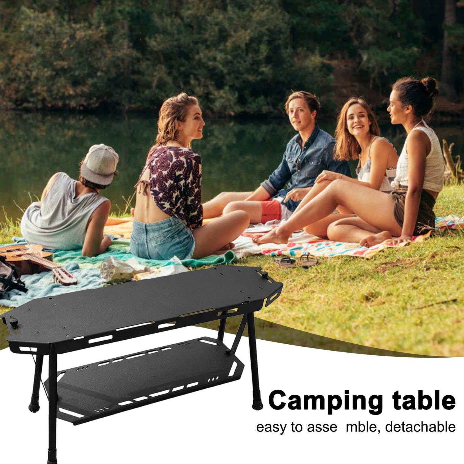 Tavolo pieghevole esterno, tavolo pieghevole del campo Rack portatile in | Stazione di cottura con piegatura sottile di facile assemblaggio, tavolo da cucina per uso estern