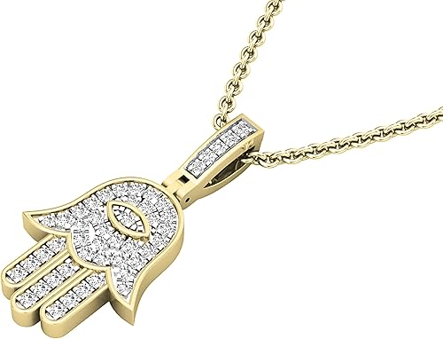 Miniatura 3 de Dazzlingrock Collection Colgante con dije de mano de Fátima de 0.25 quilates (ctw) Diamante blanco redondo para damas, tamaño pequeño, 14 CT